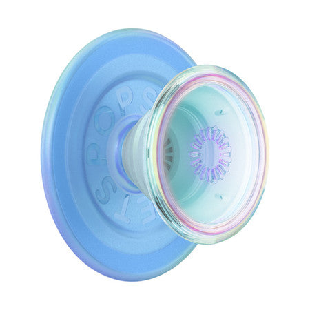 PopSockets PopGrip For MagSafe Round with Adapter Ring Blue Translucent Opalescent