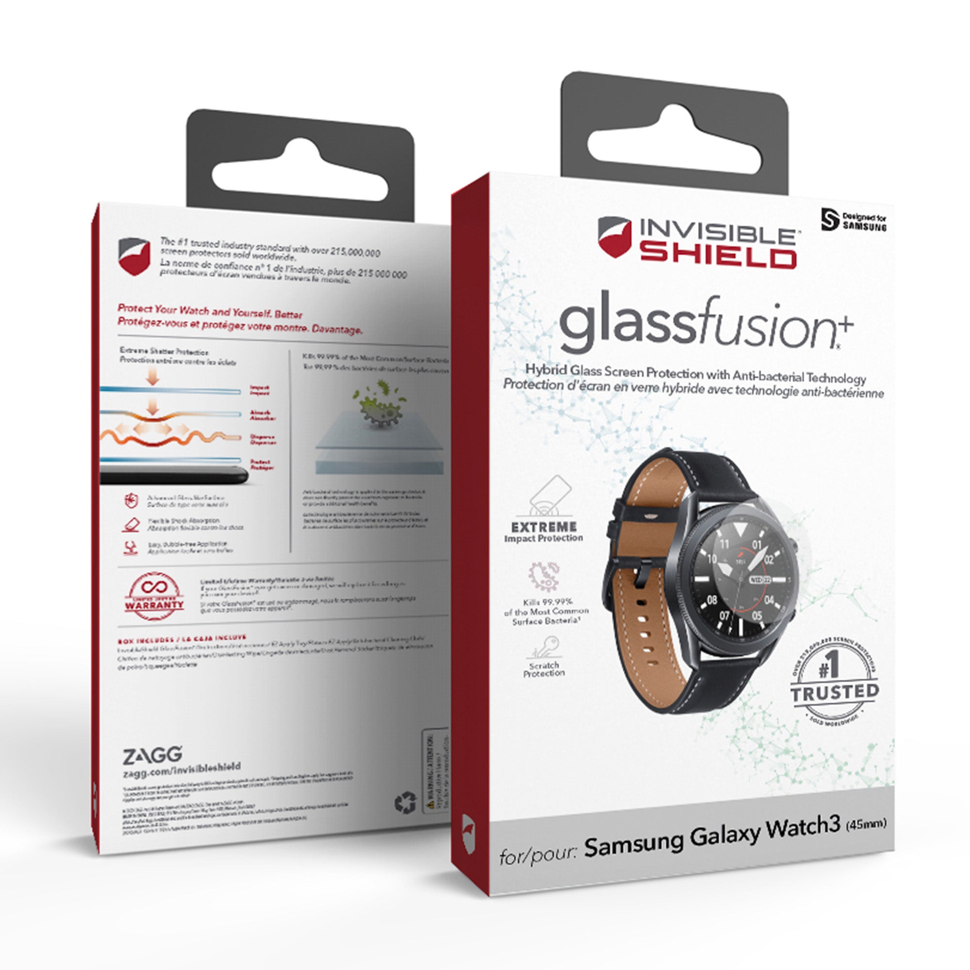 Samsung Galaxy Watch3 45mm ZAGG InvisibleShield FusionPlus Glass Screen Protector - 15-07995