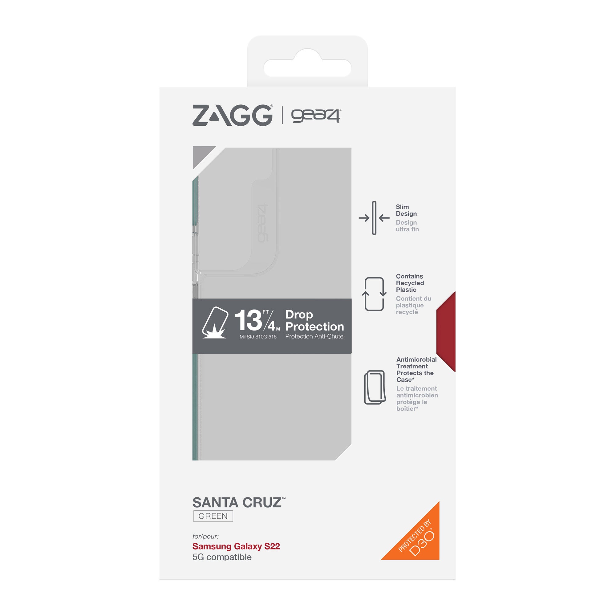 Samsung Galaxy S22 5G Gear4 D3O Santa Cruz Case - Green - 15-09708
