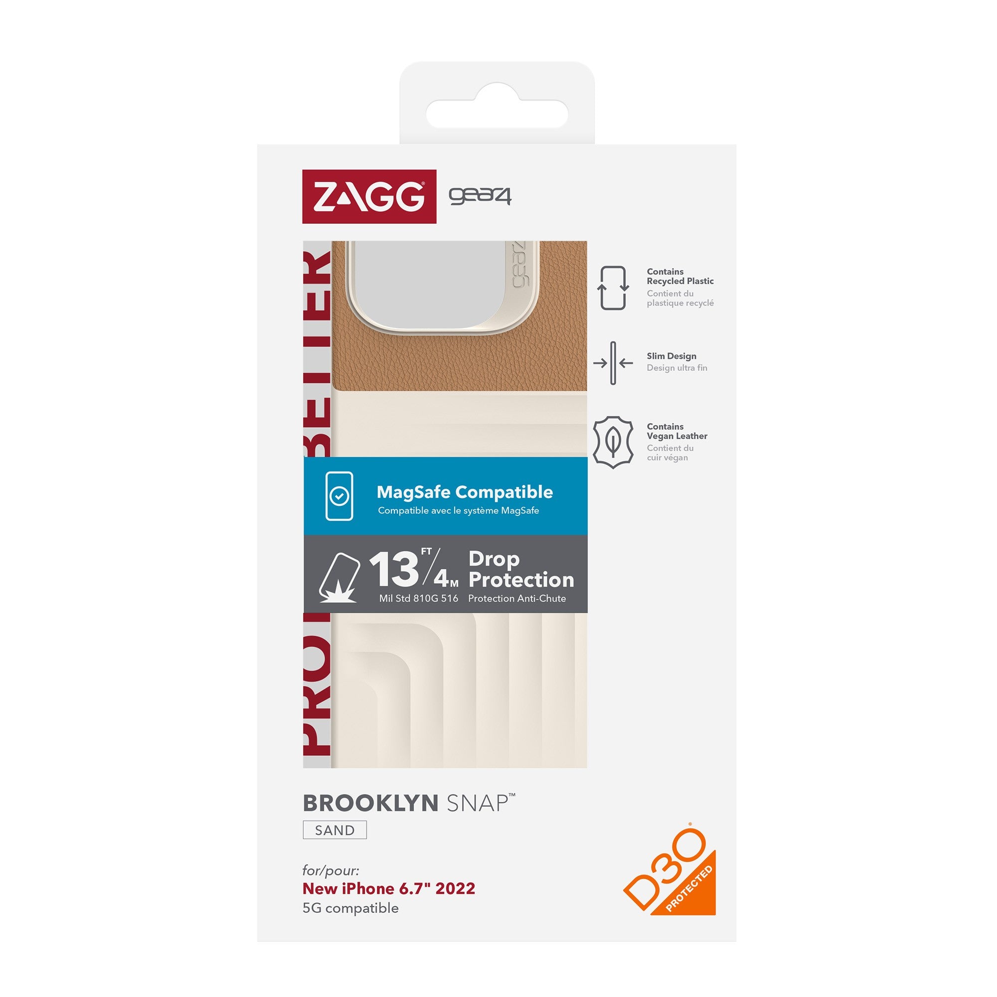 iPhone 14 Plus Gear4 D3O Brooklyn Snap Case - Sand - 15-10115