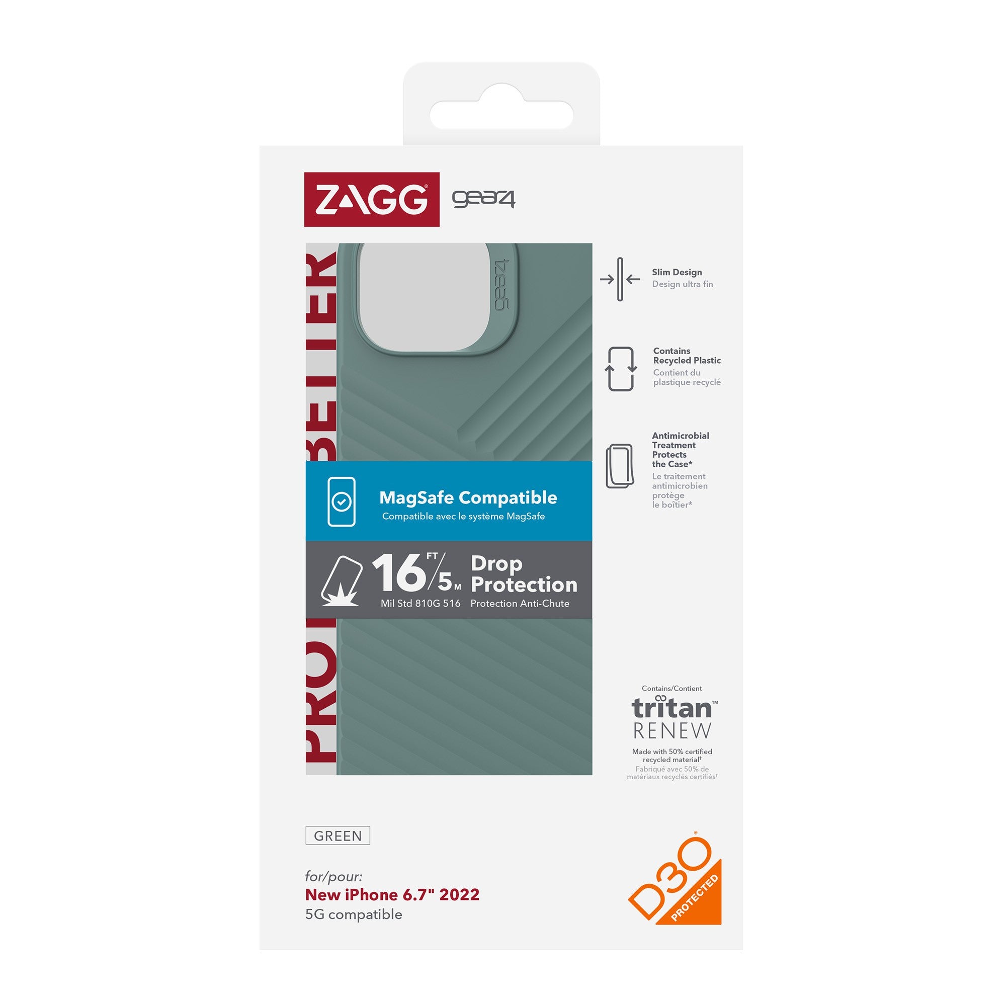 iPhone 15 Plus/14 Plus Gear4 D3O Denali Snap Case - Green - 15-10120