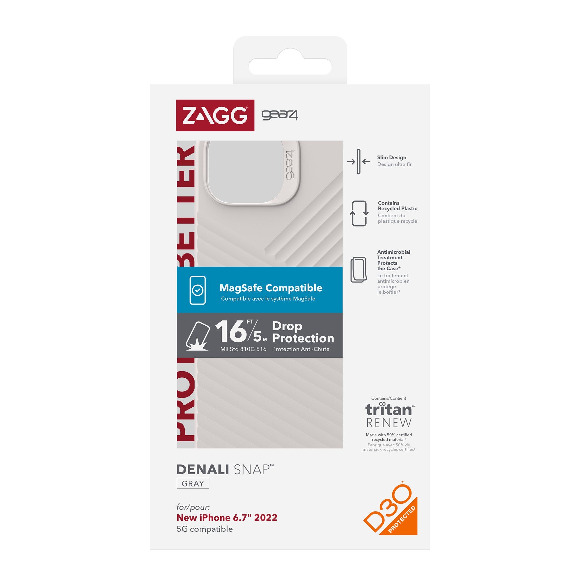 iPhone 15 Plus/14 Plus Gear4 D3O Denali Snap Case - Grey - 15-10121