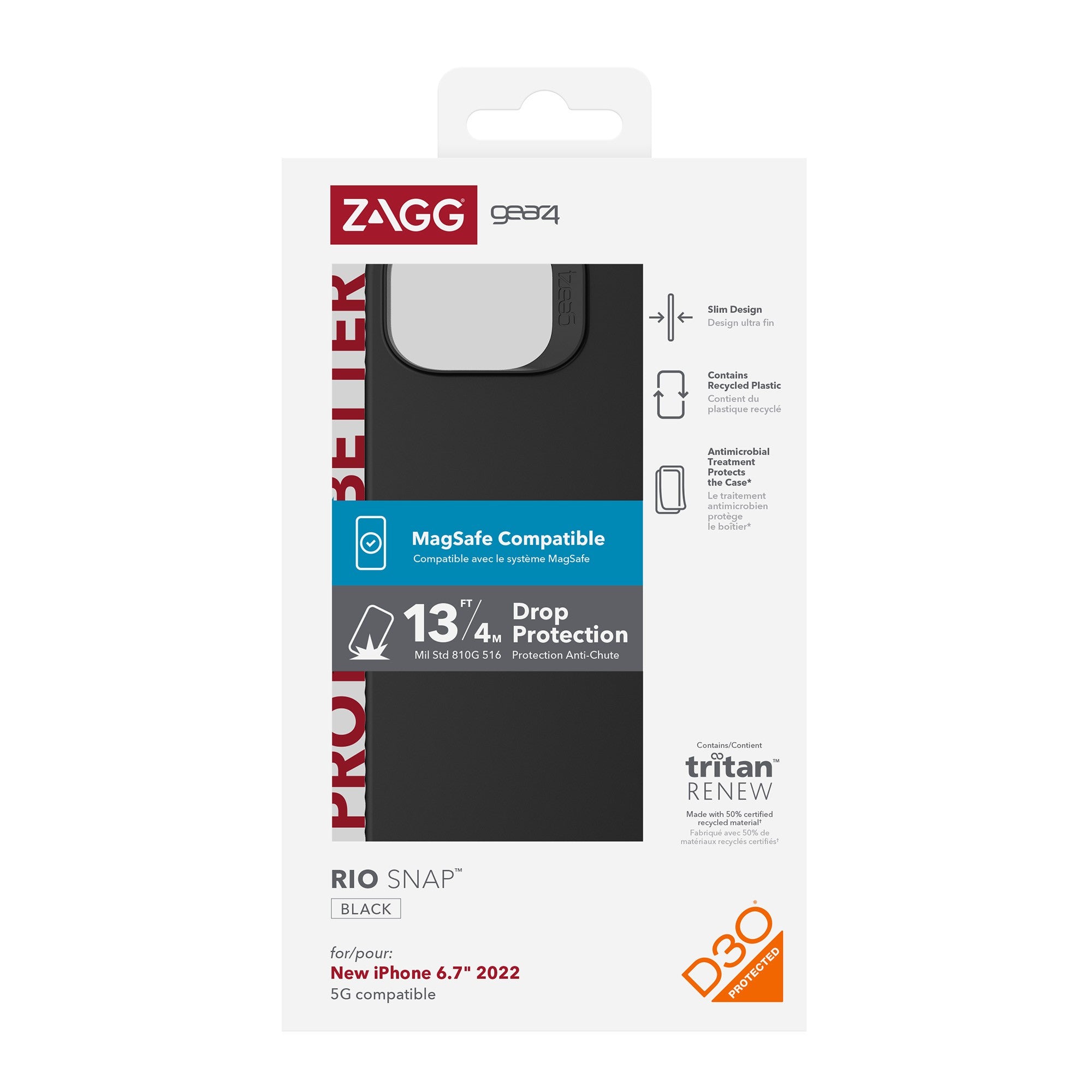 iPhone 15 Plus/14 Plus Gear4 D3O Rio Snap Case - Black - 15-10130