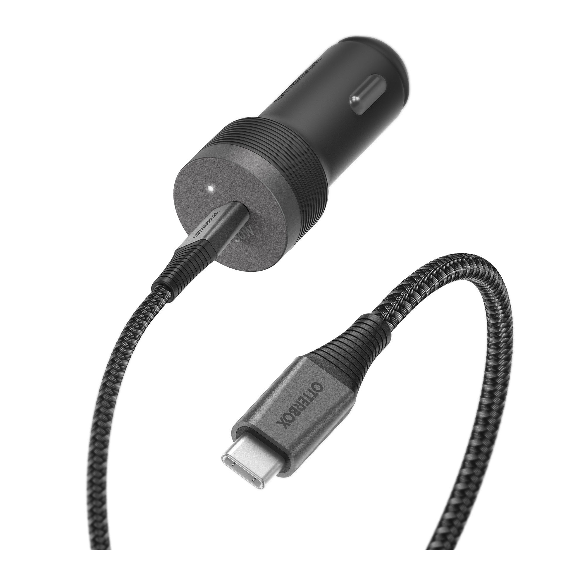 Otterbox 30W USB-C PD Premium Pro CLA Car Charger w/ (200cm) USB-C to USB-C Braided Cable - Black - 15-10579