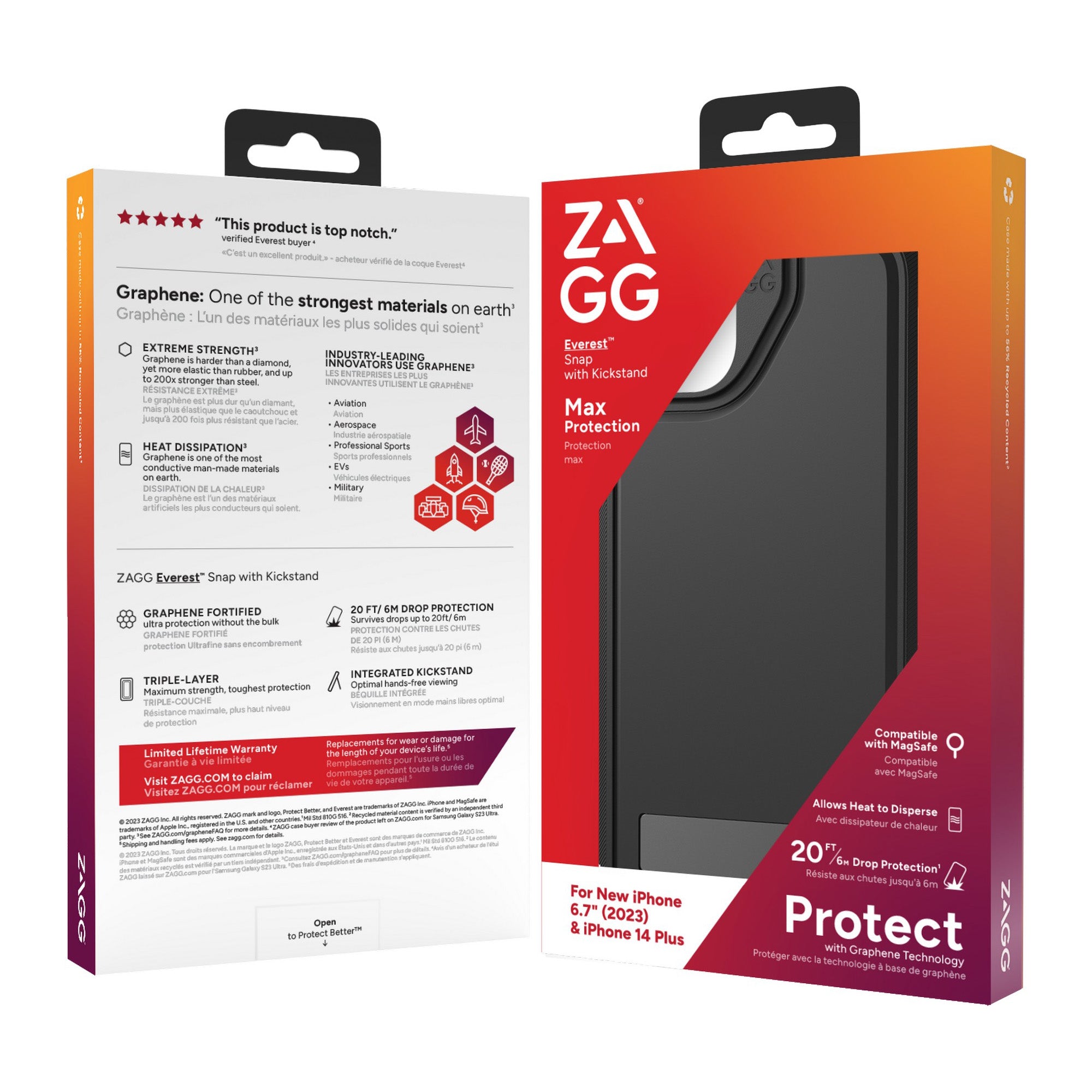 iPhone 15 Plus/14 Plus ZAGG/GEAR4 Graphene Everest Snap Kickstand Case - Black - 15-11683