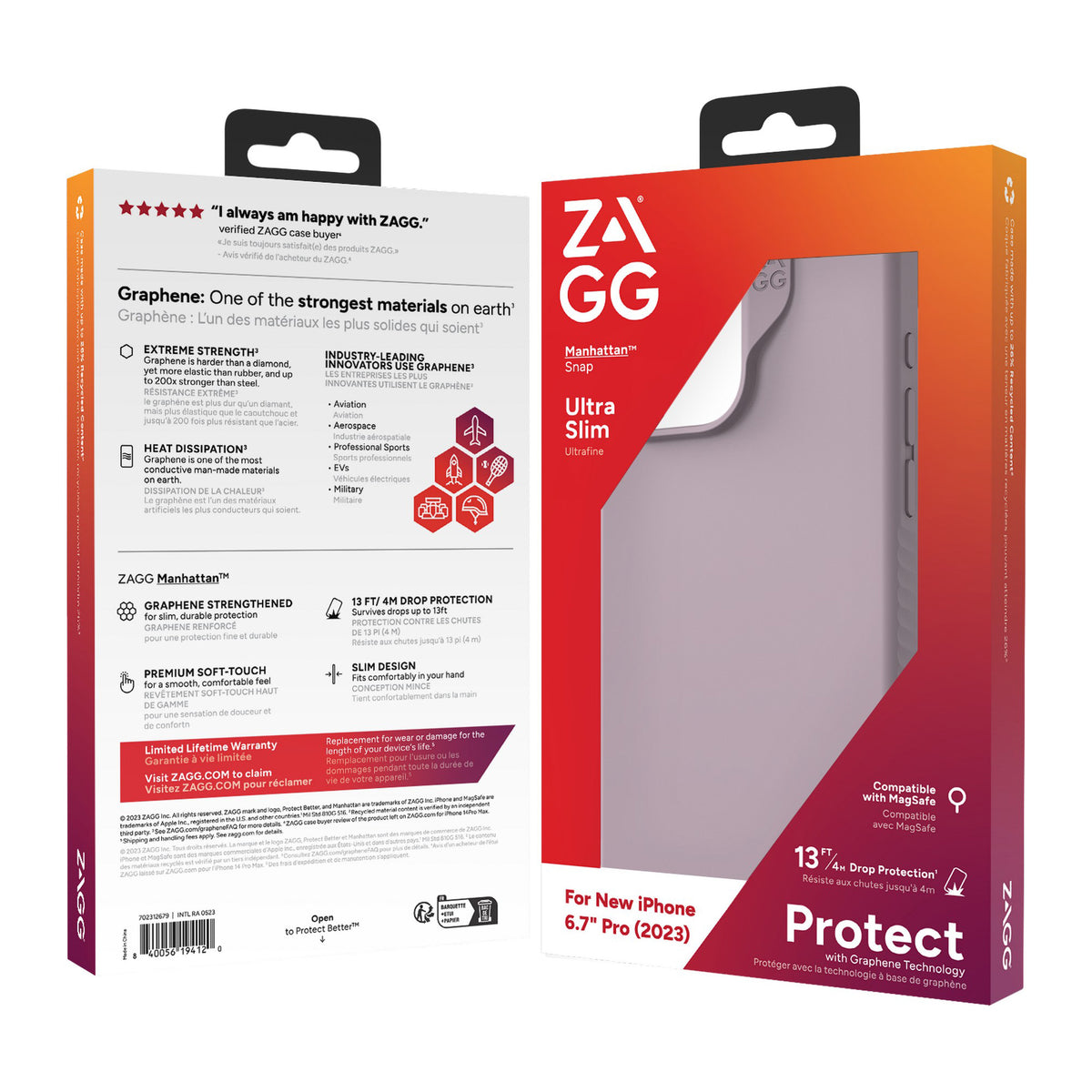 iPhone 15 Pro Max ZAGG/GEAR4 Graphene Manhattan Snap Case - Lavender - 15-11699