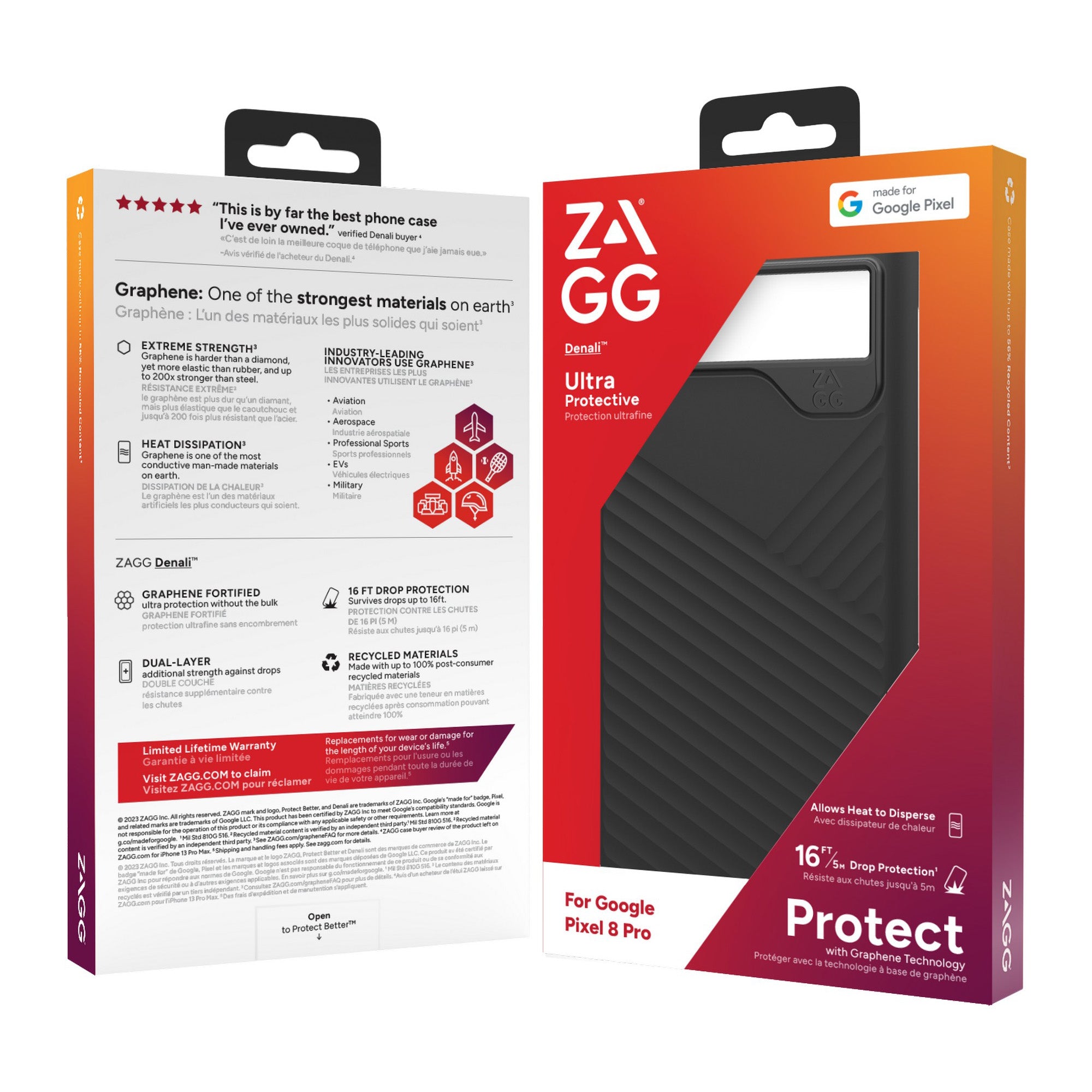 Google Pixel 8 Pro ZAGG/GEAR4 Graphene Denali Case - Black - 15-12127