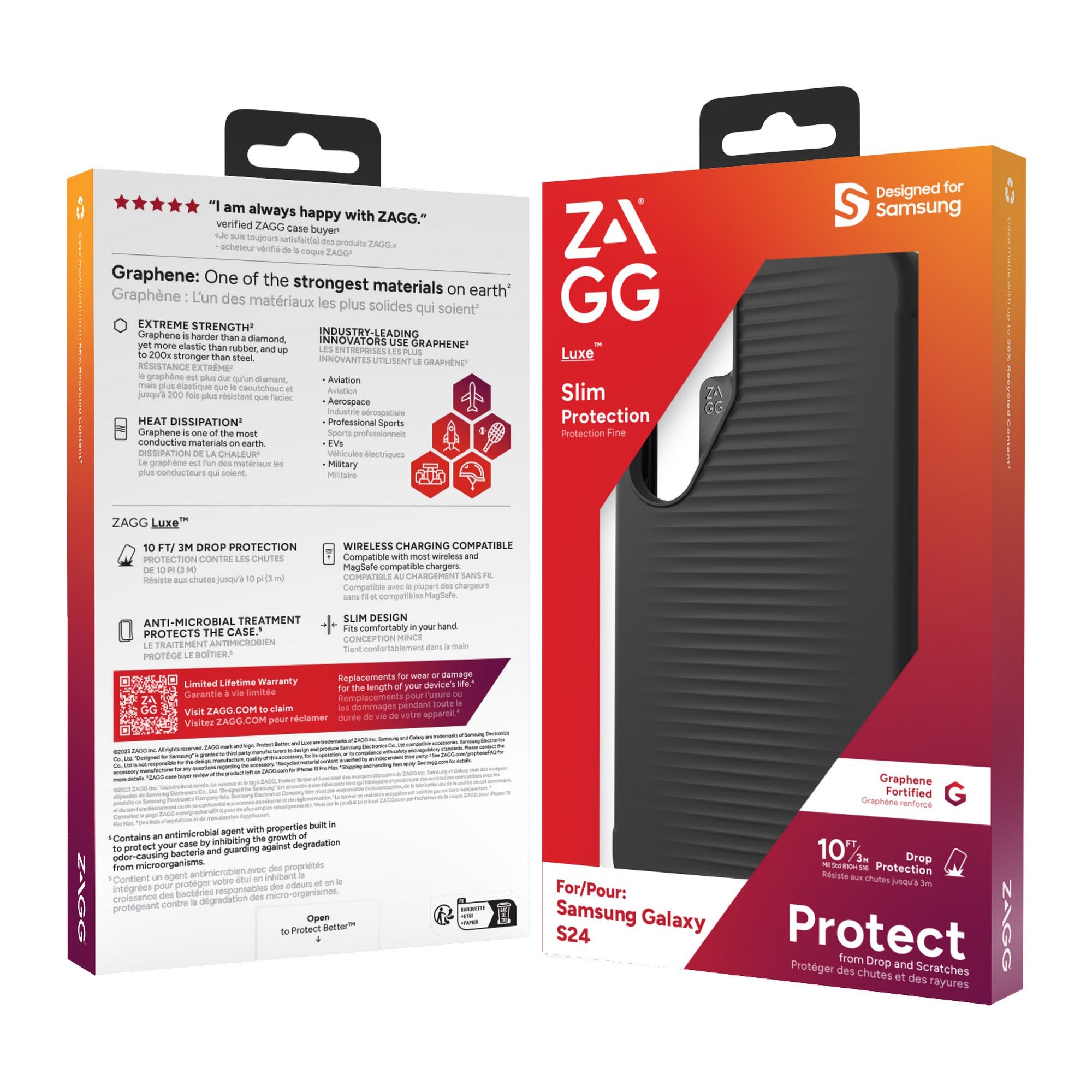 Samsung Galaxy S24 5G ZAGG Graphene Luxe Case - Black - 15-12363