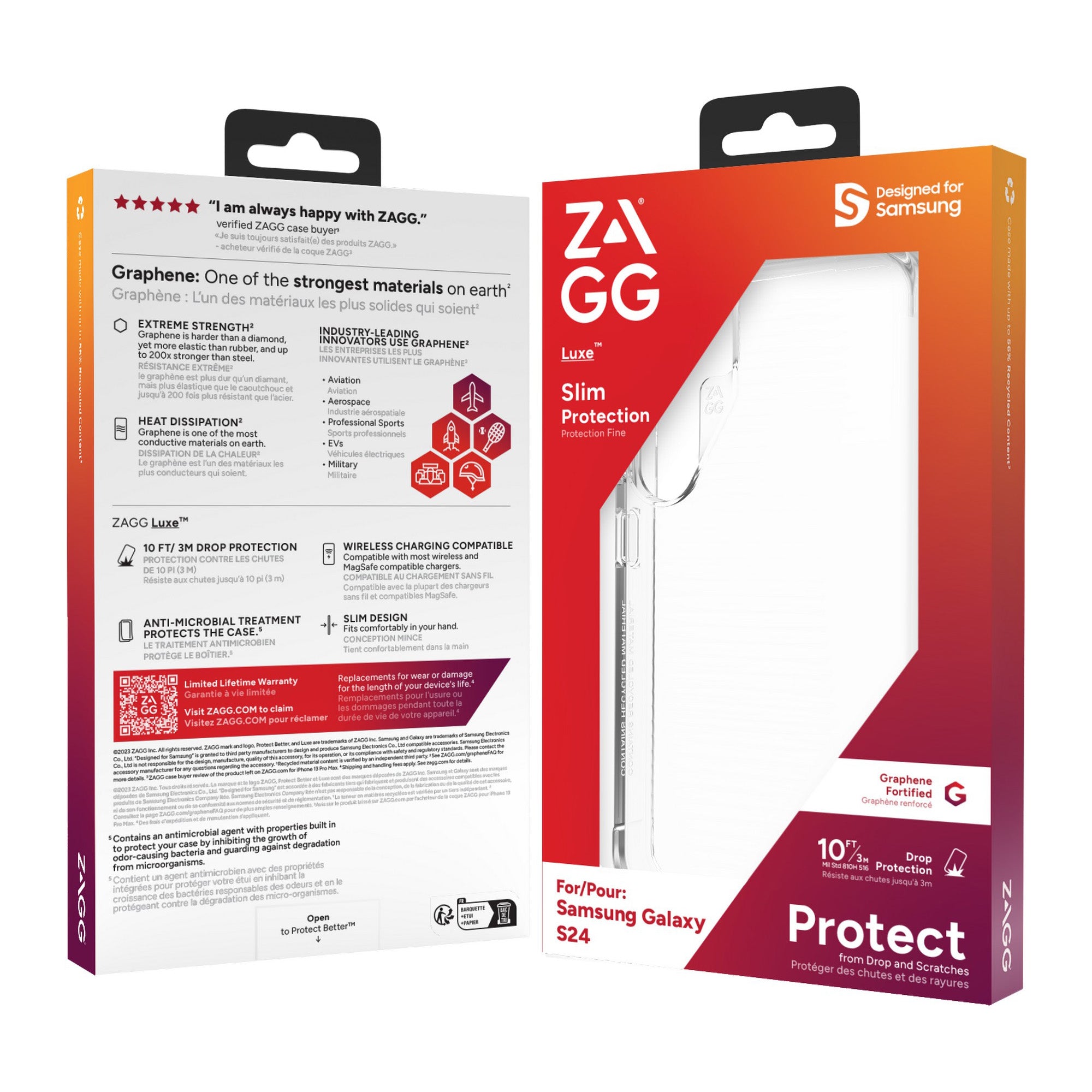 Samsung Galaxy S24 5G ZAGG Graphene Luxe Case - Clear - 15-12364