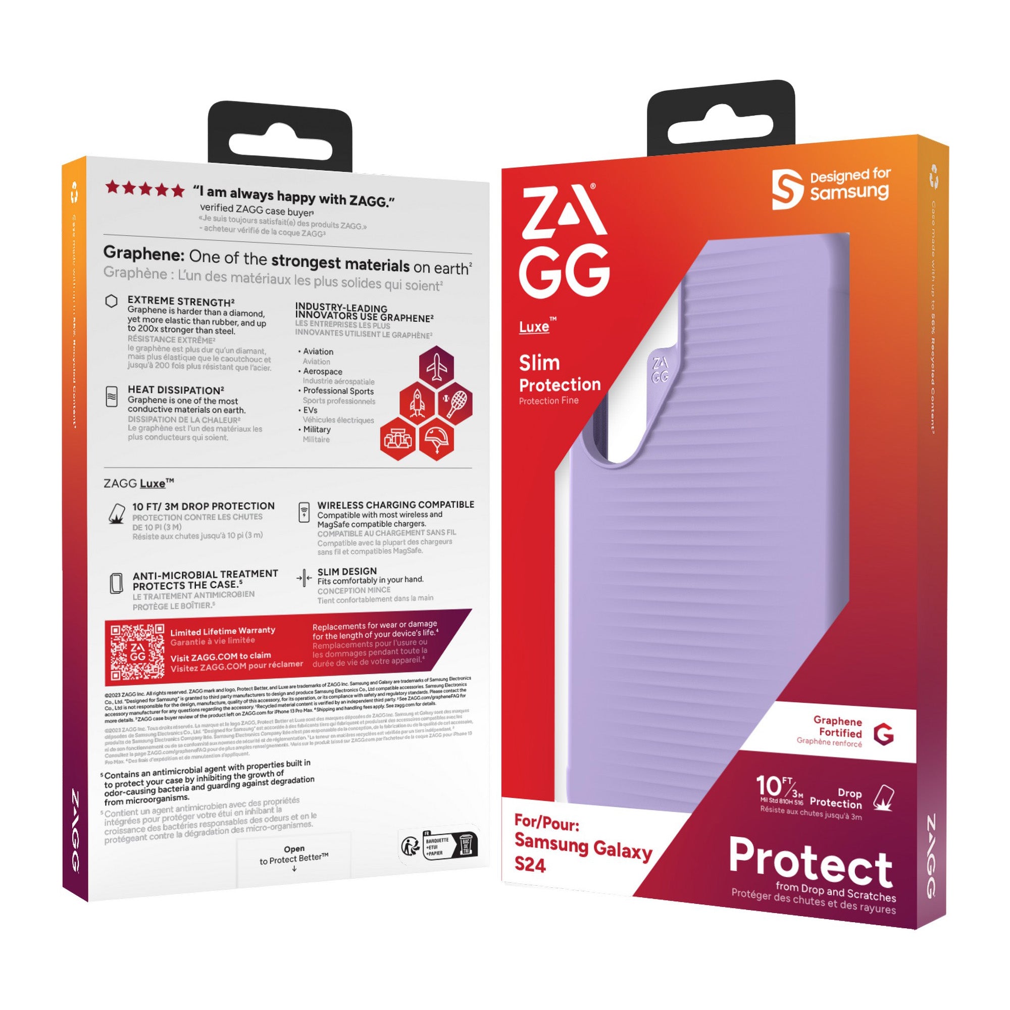 Samsung Galaxy S24 5G ZAGG Graphene Luxe Case - Lilac - 15-12366