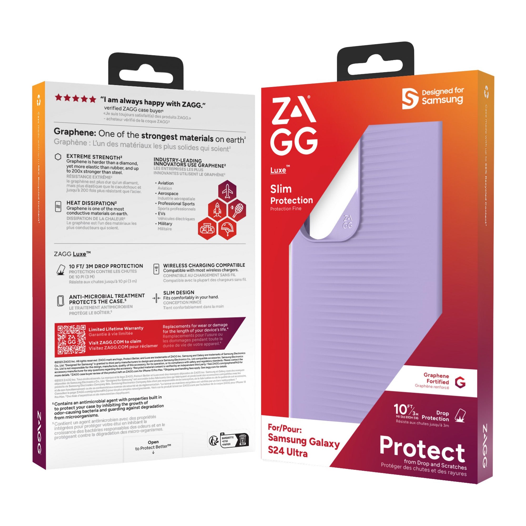 Samsung Galaxy S24 Ultra 5G ZAGG Graphene Luxe Case - Lilac - 15-12386