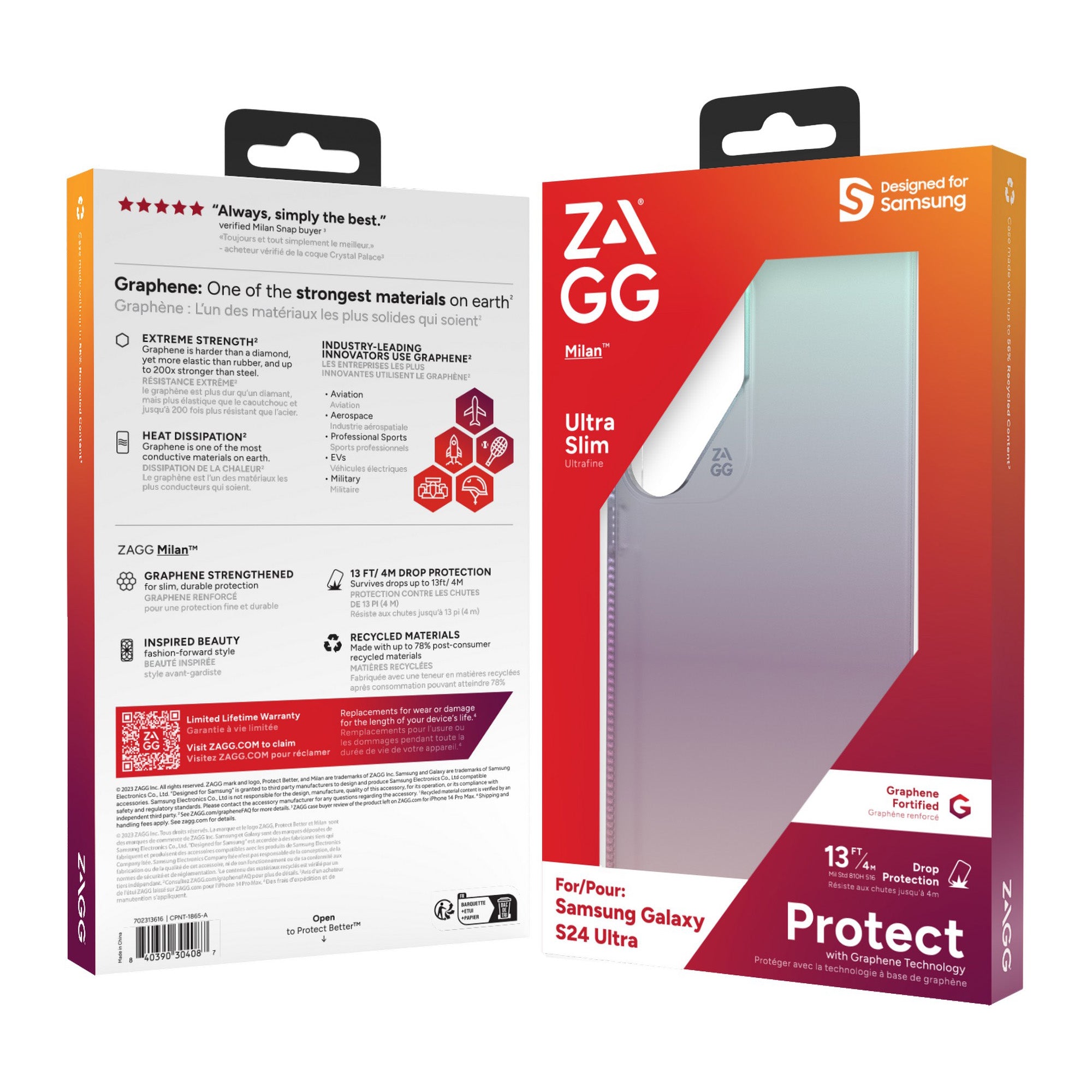 Samsung Galaxy S24 Ultra 5G ZAGG Graphene Milan Case - Iridescent - 15-12390