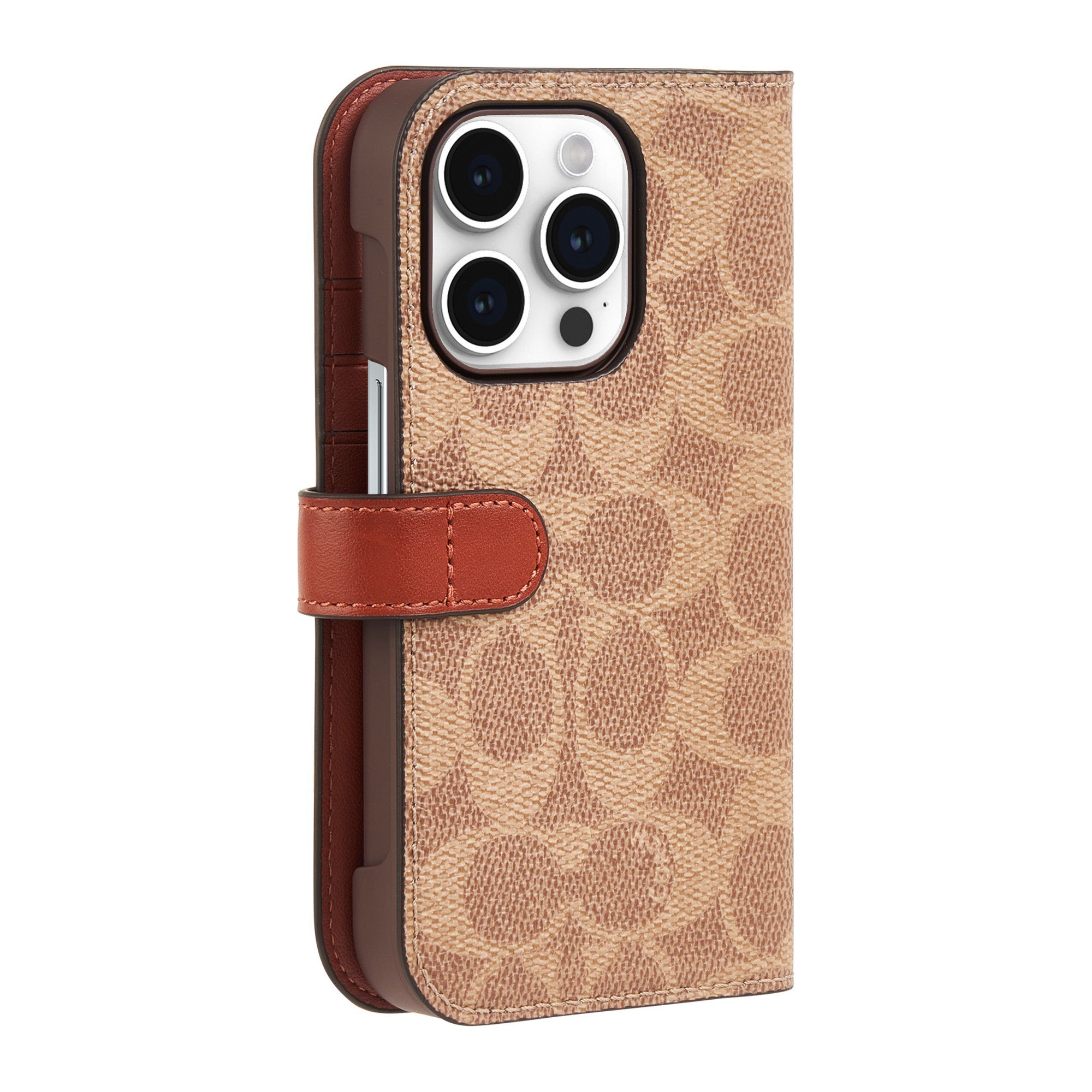 iPhone 15 Pro Coach Folio Signature C Case - Tan - 15-12447