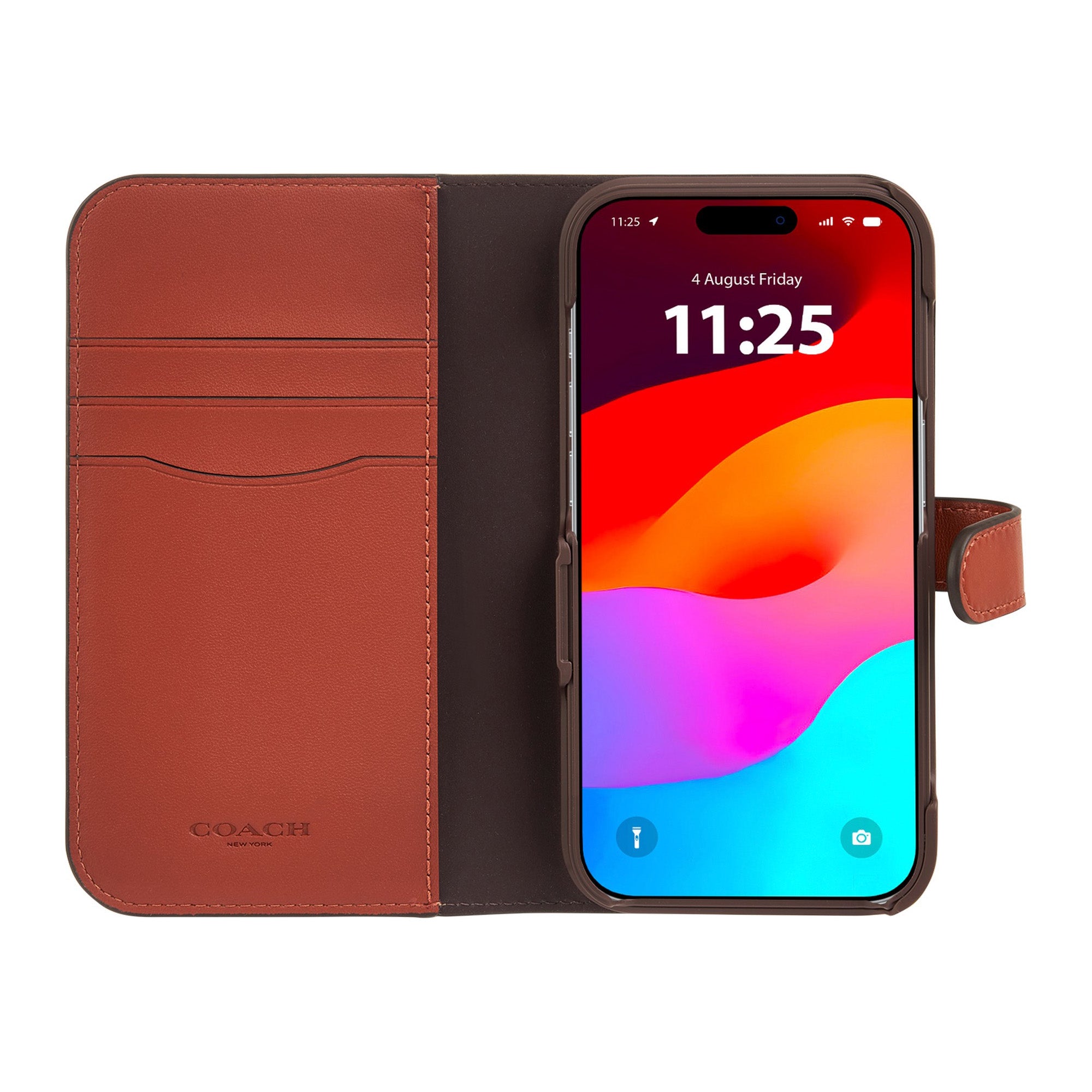 iPhone 15 Pro Coach Folio Signature C Case - Tan - 15-12447