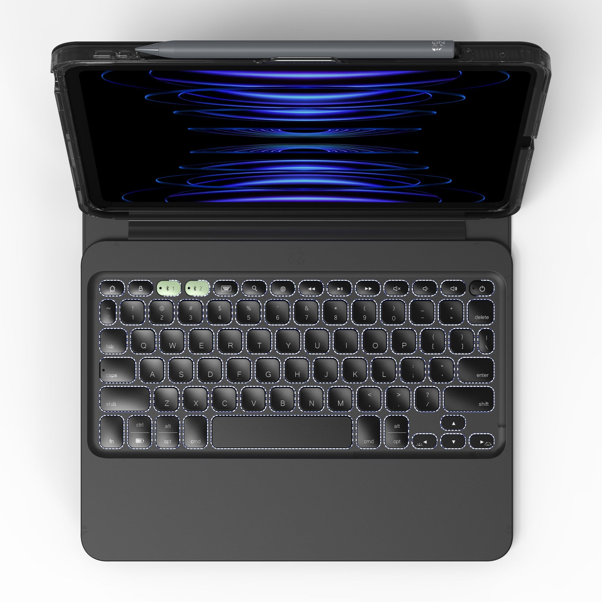 iPad Pro 11-in M4 ZAGG Pro Keys 2 Keyboard - Black - 15-12889