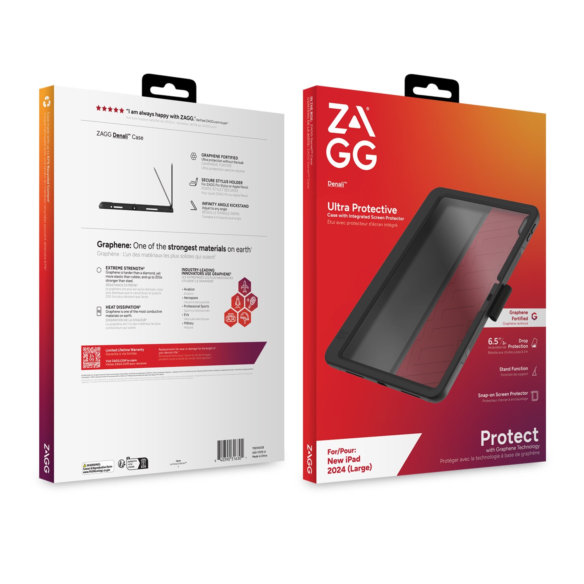 iPad Air 13-in M4/M3/M2 ZAGG Graphene Denali Case - Black - 15-13173