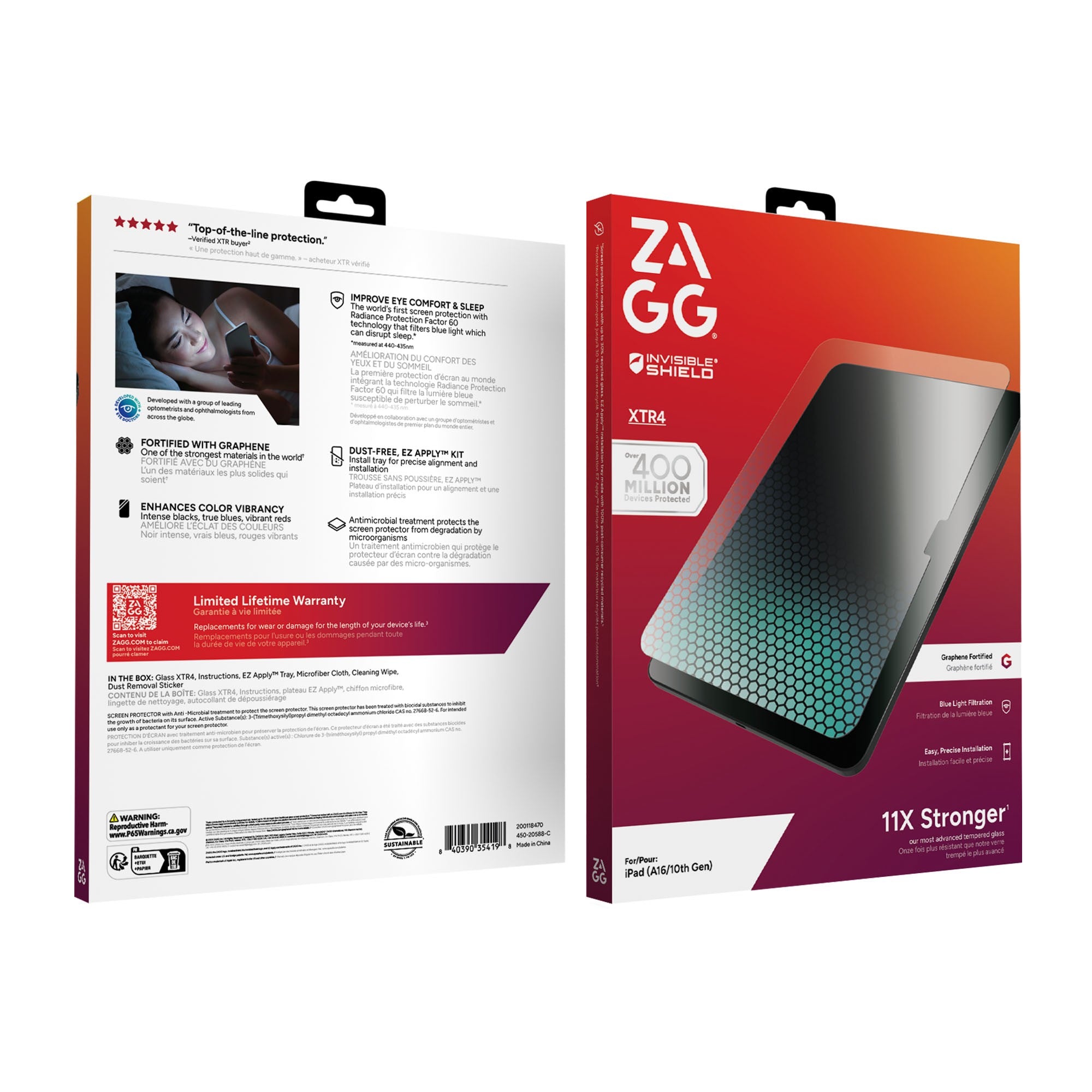 iPad A16/iPad 10th Gen ZAGG InvisibleShield Glass XTR4 Screen Protector - 15-14187