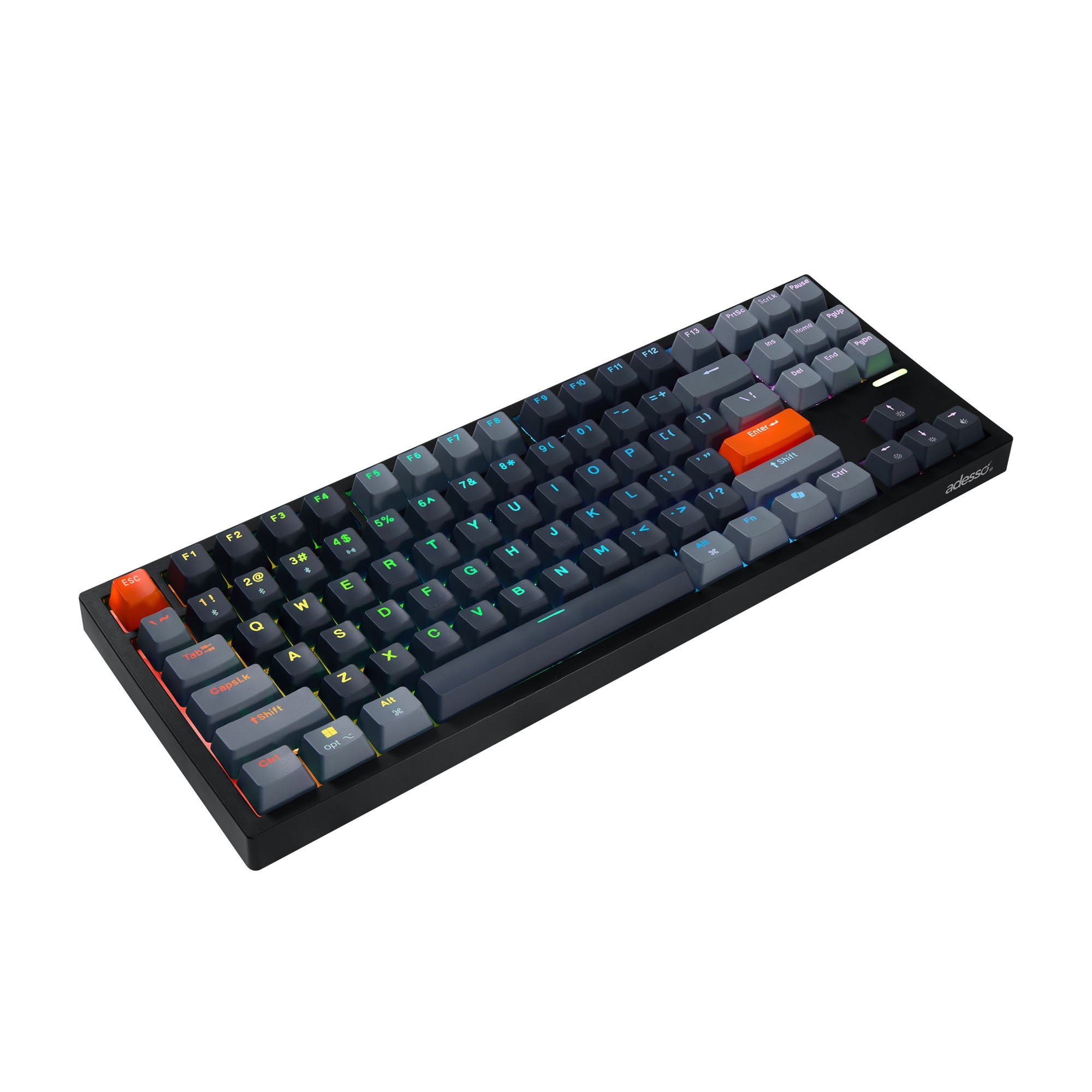 Adesso Wired/Wireless/Bluetooth Multi-OS Illuminated Mechanical Compact Keyboard w/CoPilot AI Hotkey - 15-14257