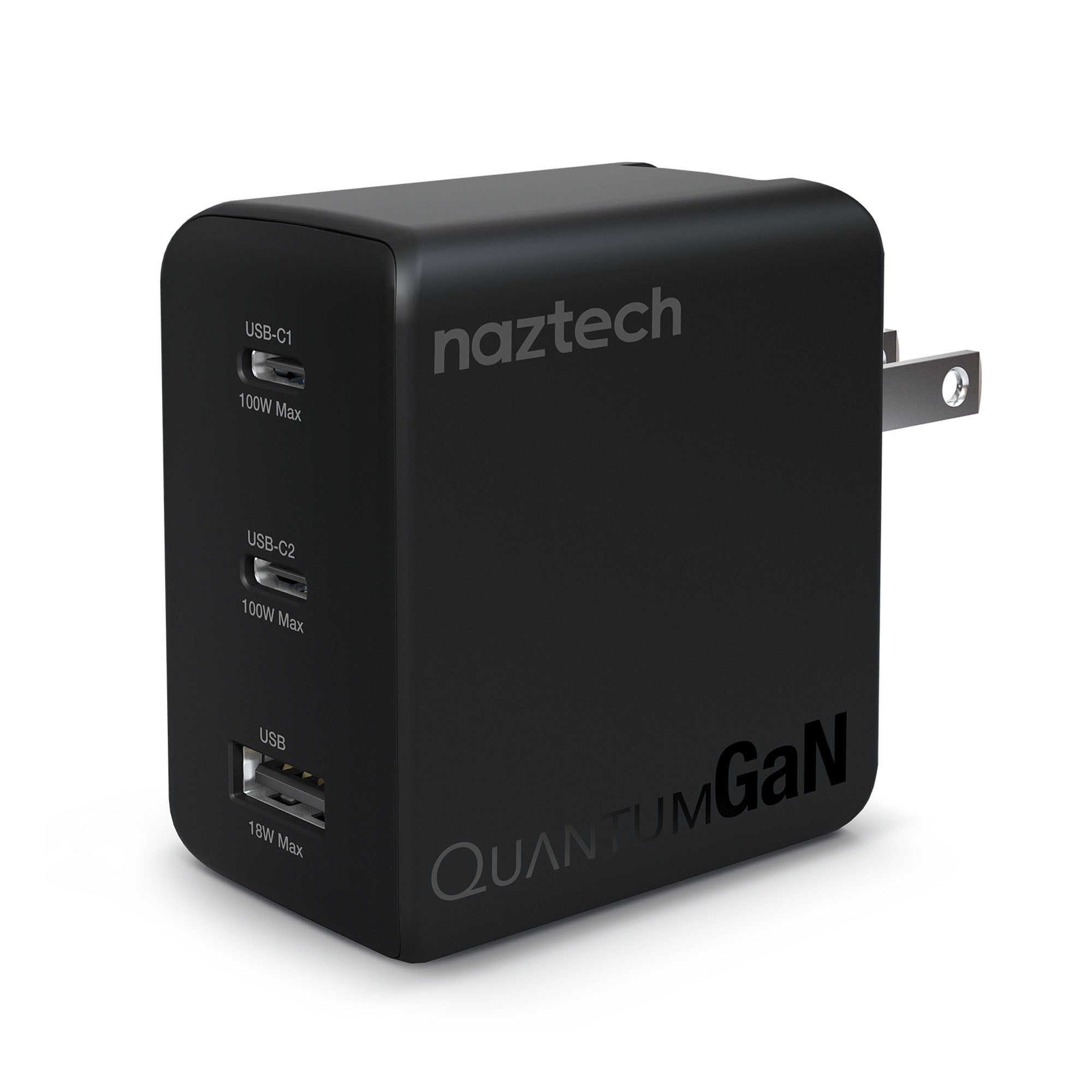 Naztech 100W Nexus T100 Multi-Port GaN Dual USB-C + USB-A Wall Charger w/ Folding Prongs - 15-14289