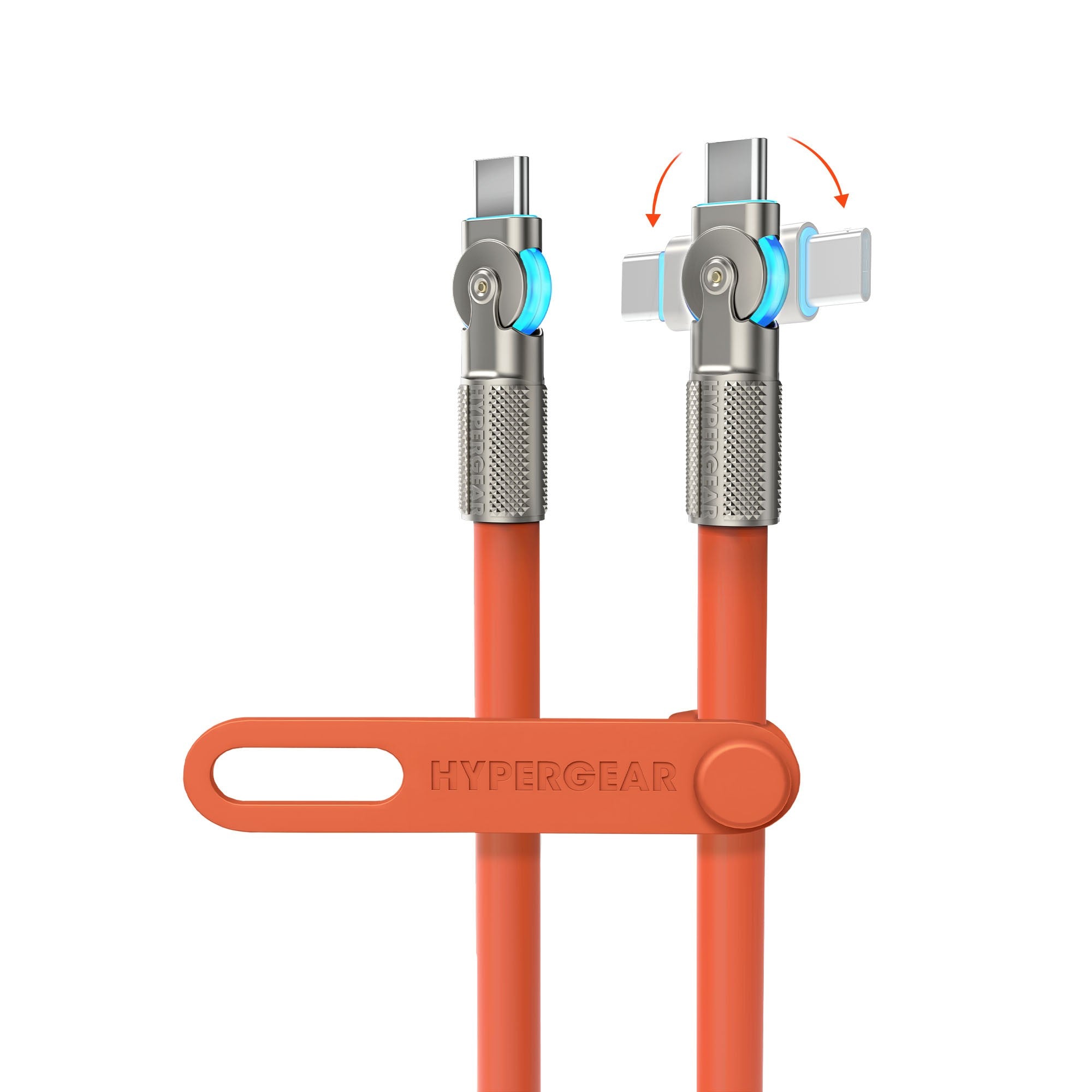 HyperGear 6 ft. 180cm USB-C to USB-C Chunky 180 Rugged Cable w/Rotating Connectors - Orange - 15-14297