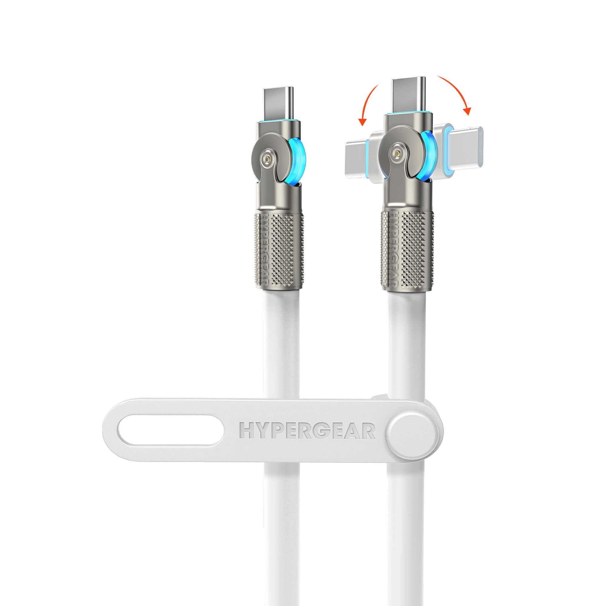 HyperGear 12 ft. 360cm USB-C to USB-C Chunky 180 Rugged Cable w/Rotating Connectors - White - 15-14299