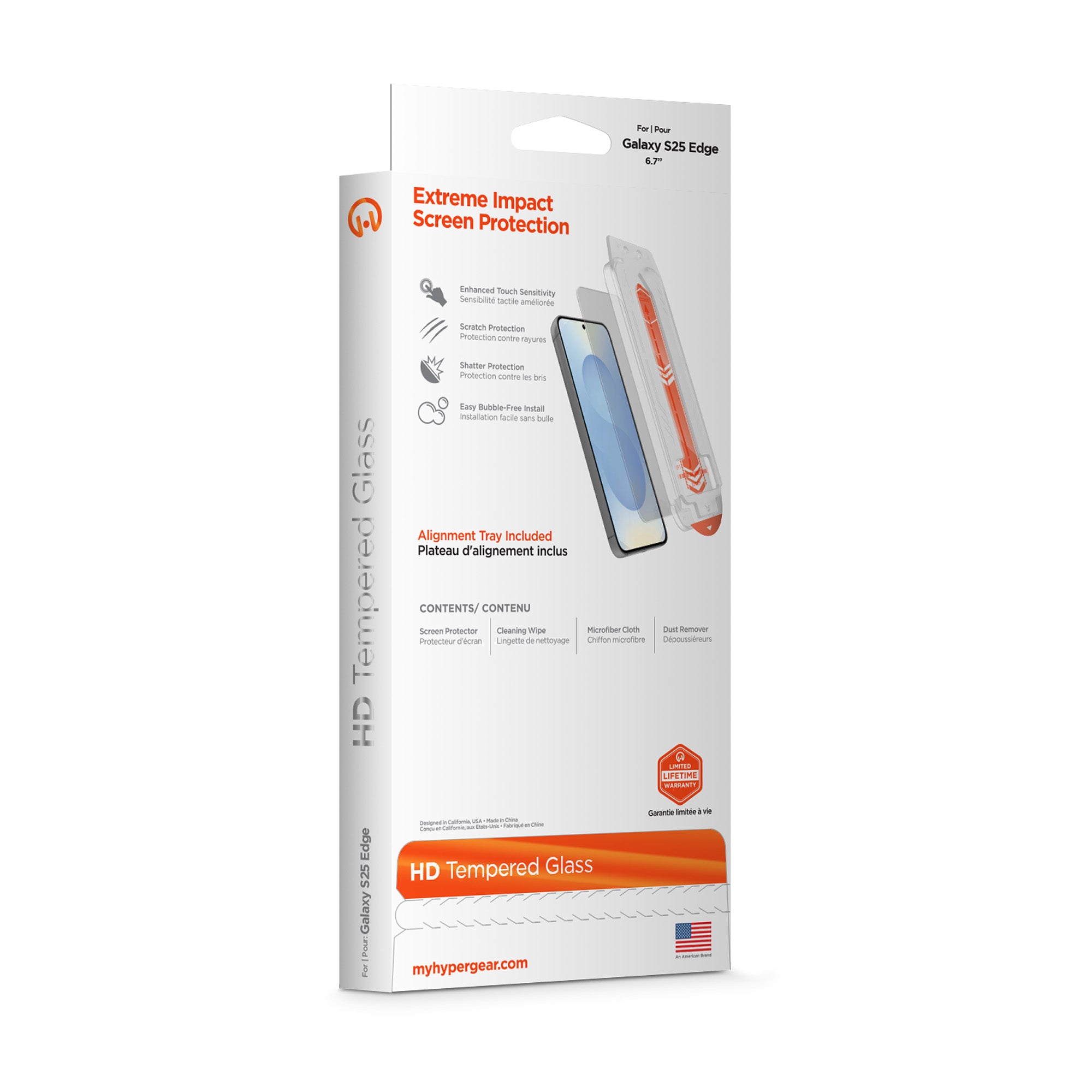 Samsung Galaxy S25 Edge HyperGear Tempered Glass Screen Protector w/Dust-Free Install Tray - 15-14349