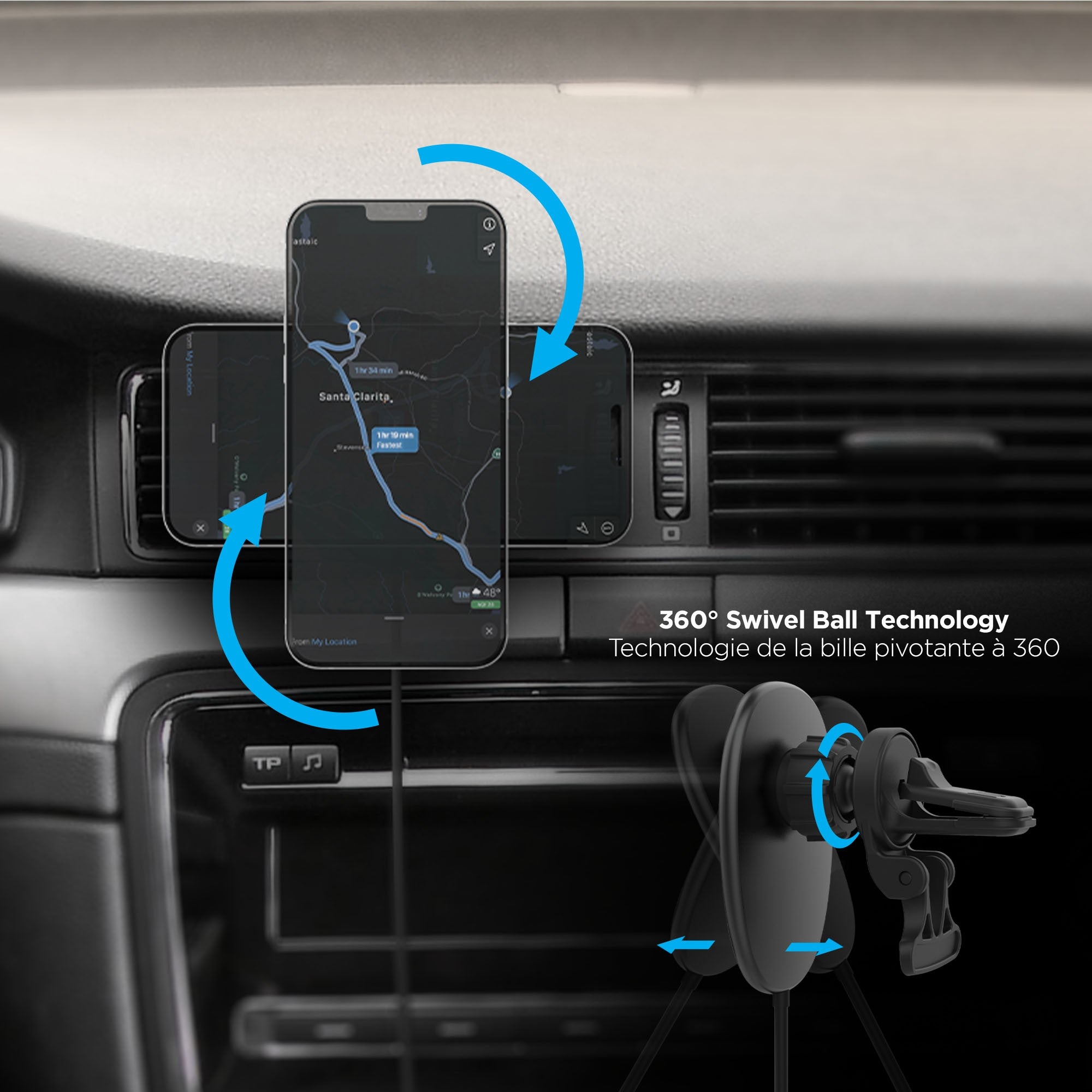 Naztech MagLock Fast Charging Vent Mount w/ Dual Port CLA Car Charger - 15-14425