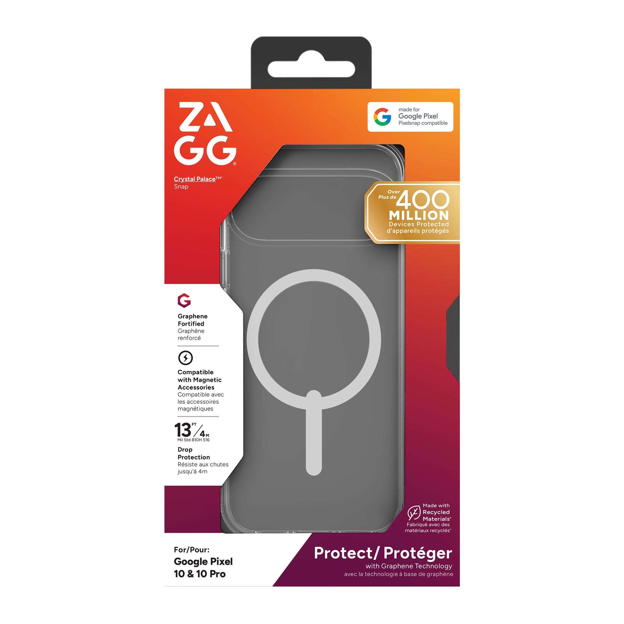 Google Pixel 10/10 Pro ZAGG Graphene Crystal Palace Snap Case - Clear - 15-14450