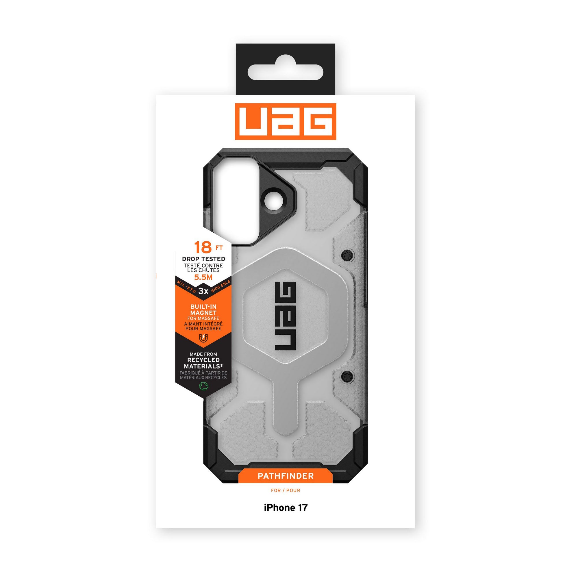 iPhone 17 UAG Pathfinder Clear Magsafe Case - Ice/Silver - 15-14468
