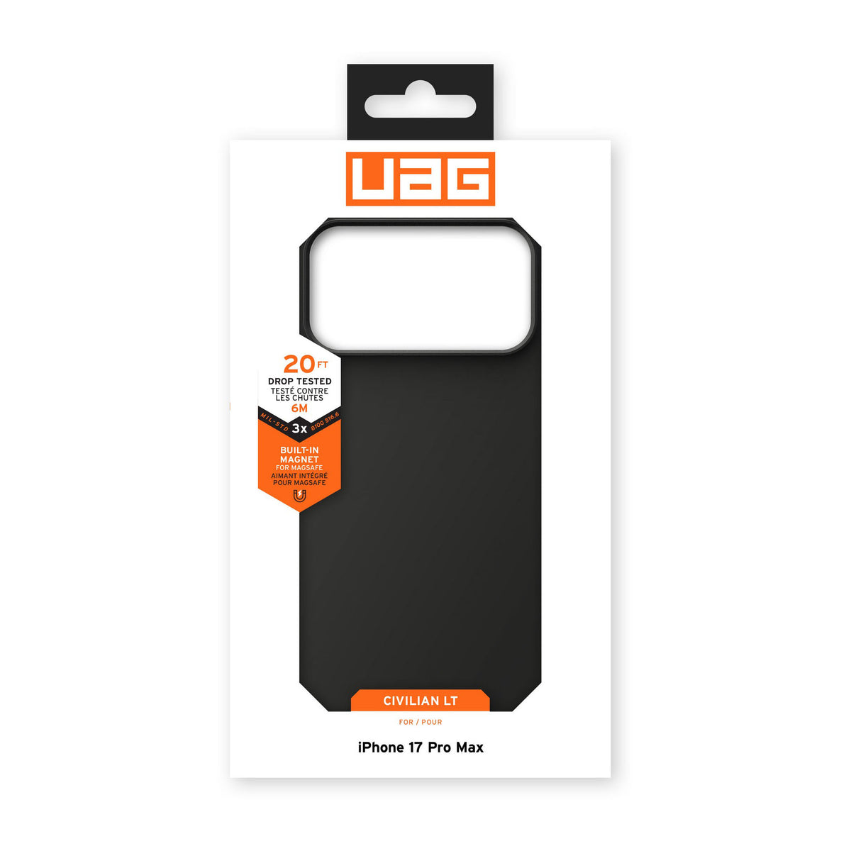 iPhone 18 Pro Max/17 Pro Max UAG Civilian LT MagSafe Case - Black - 15-14485