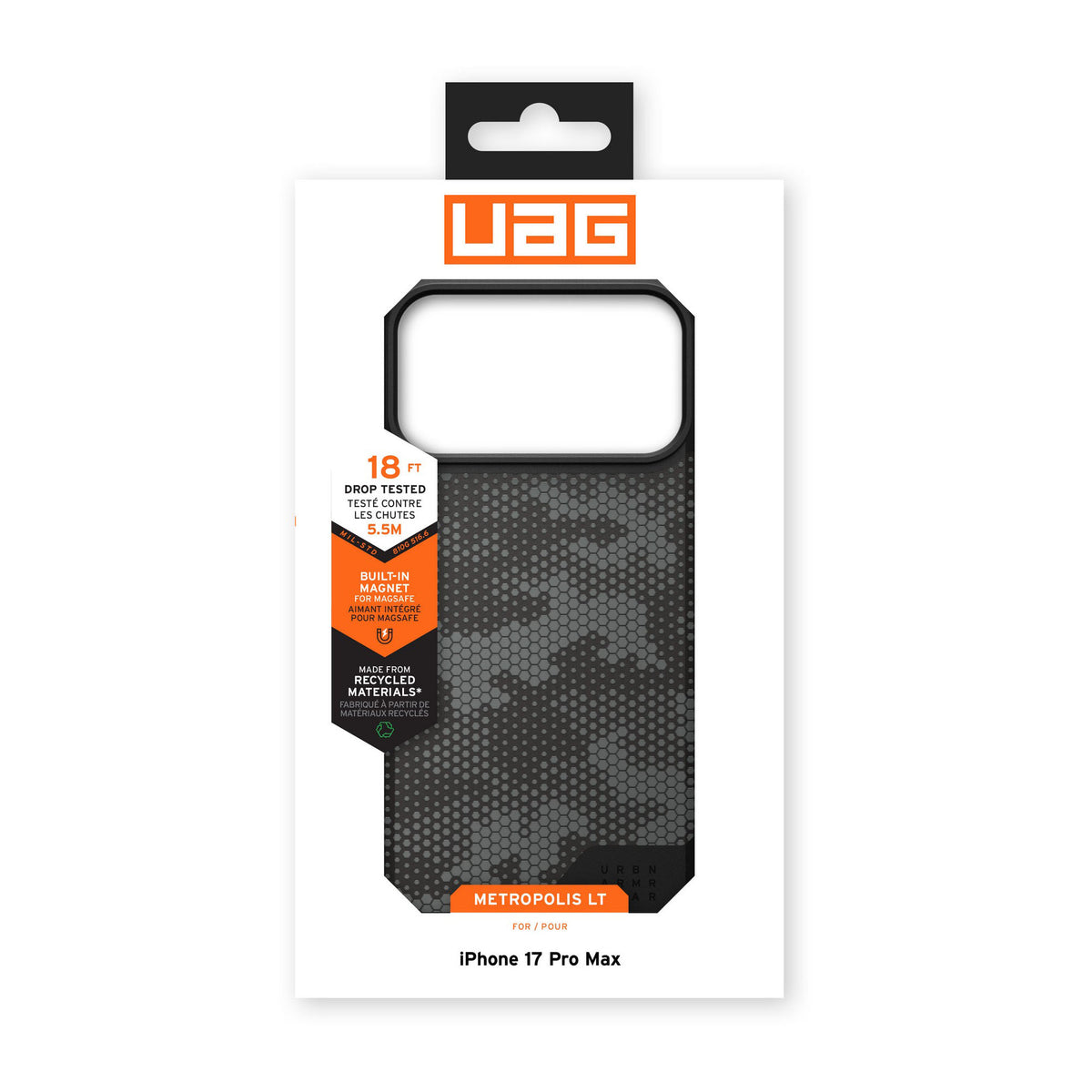 iPhone 18 Pro Max/17 Pro Max UAG Metropolis LT Magsafe Case - Micro Hex Camo Graphite - 15-14490