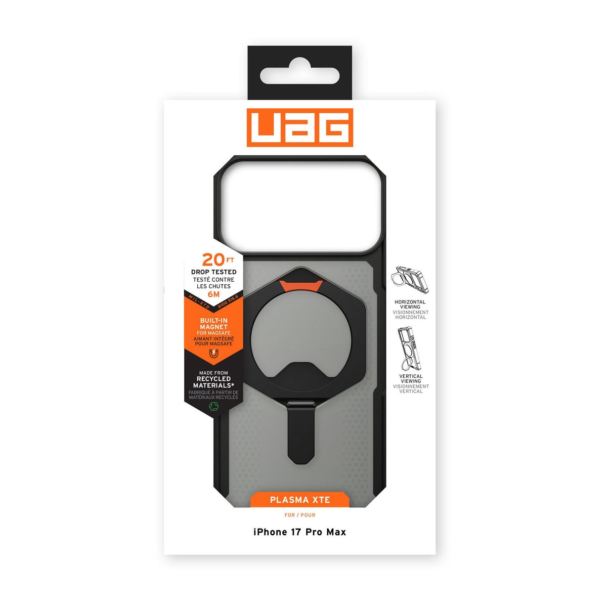 iPhone 18 Pro Max/17 Pro Max UAG Plasma XTE Magsafe Case - Black/Orange - 15-14501