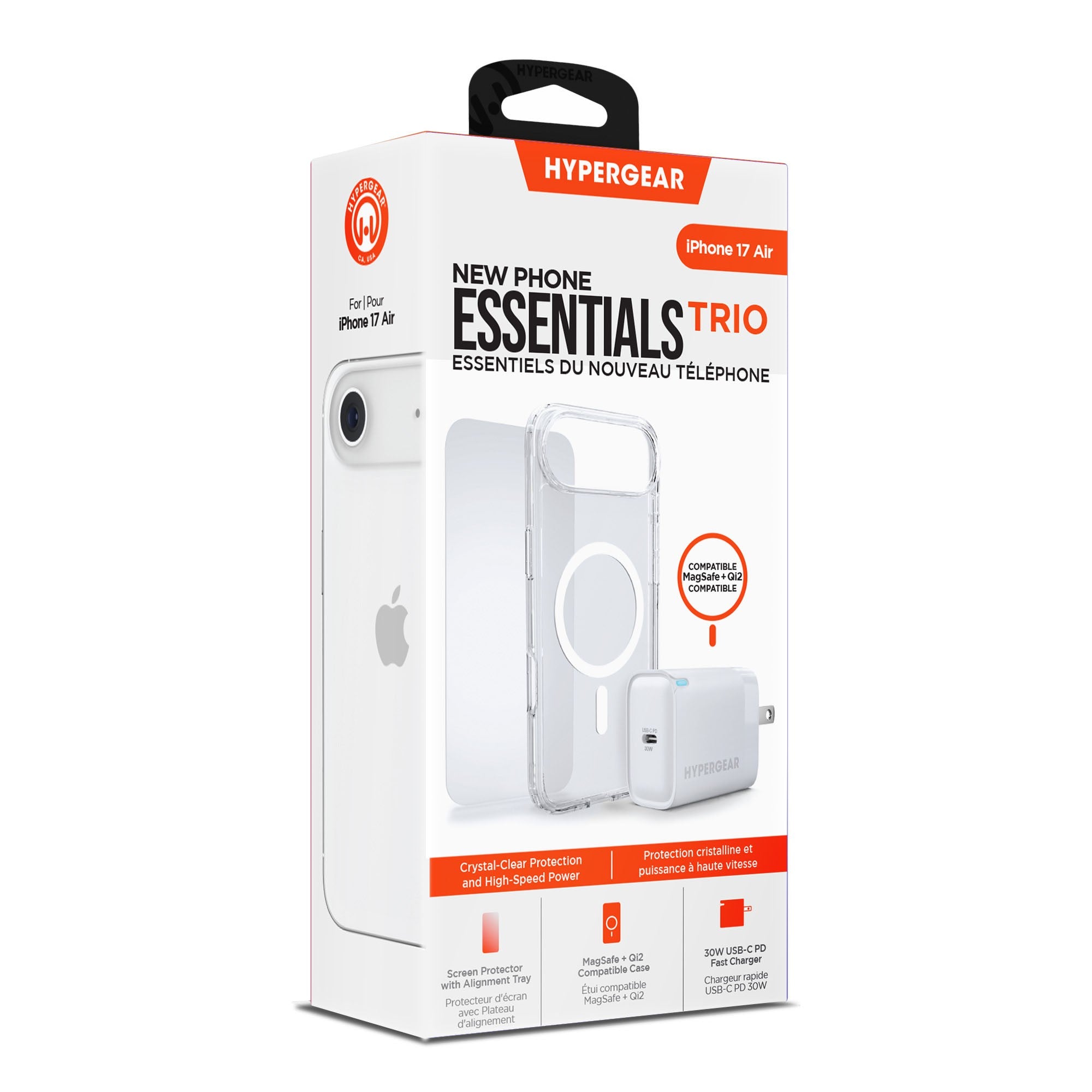 iPhone Air HyperGear Bundle - 30W Hub, Glass, Case w/ Magsafe - 15-14536