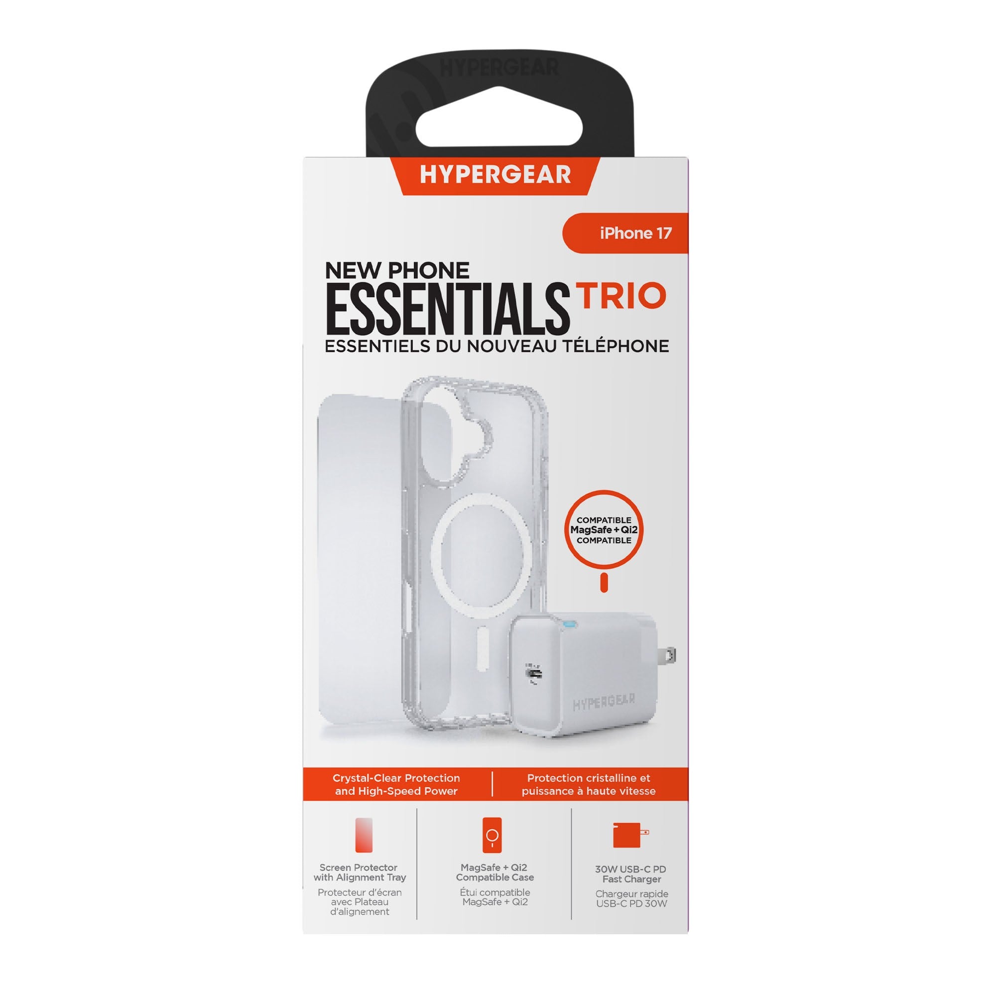 iPhone 17 HyperGear Bundle - 30W Hub, Glass, Case w/ Magsafe - 15-14539