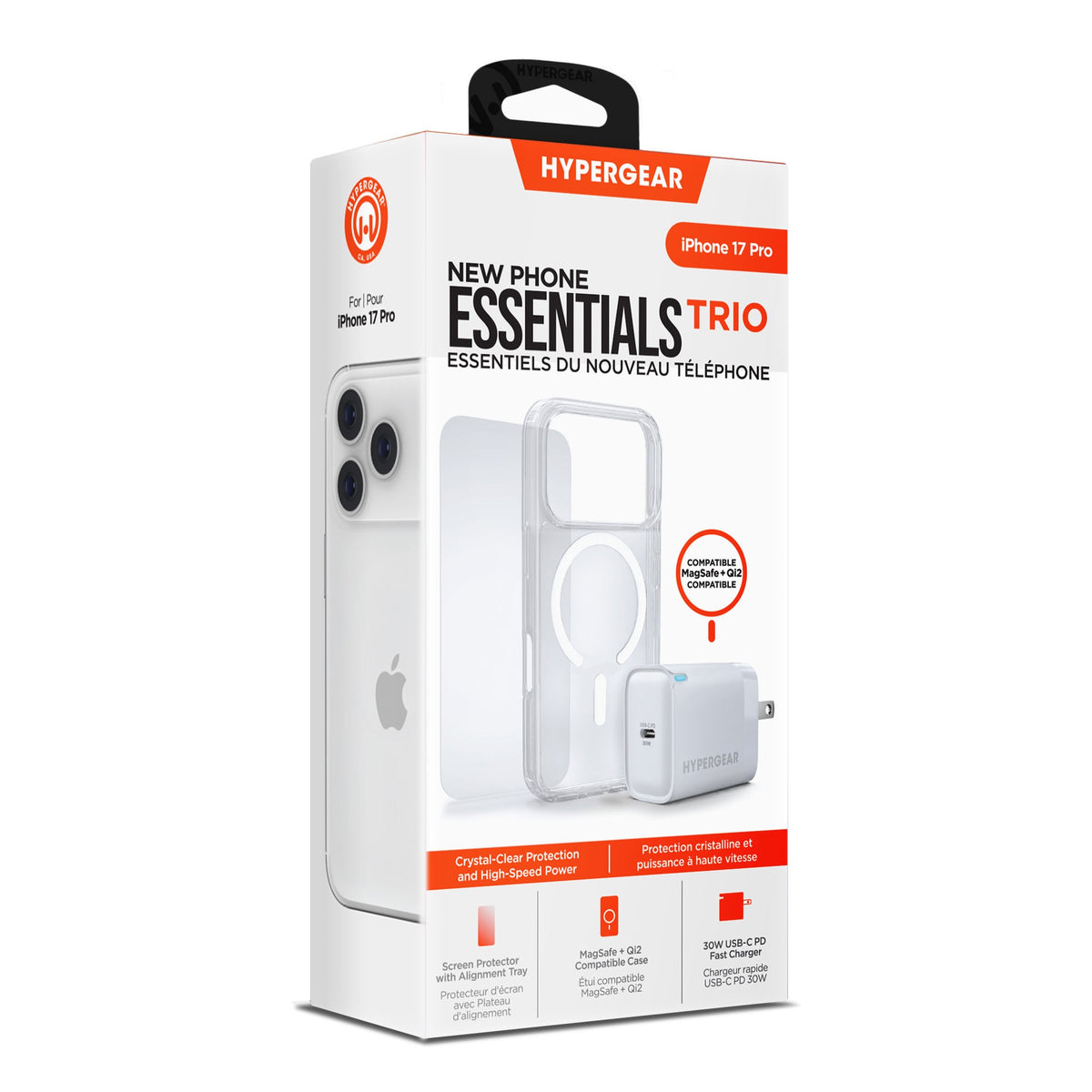 iPhone 18 Pro/17 Pro HyperGear Bundle - 30W Hub, Glass, Case w/ Magsafe - 15-14542