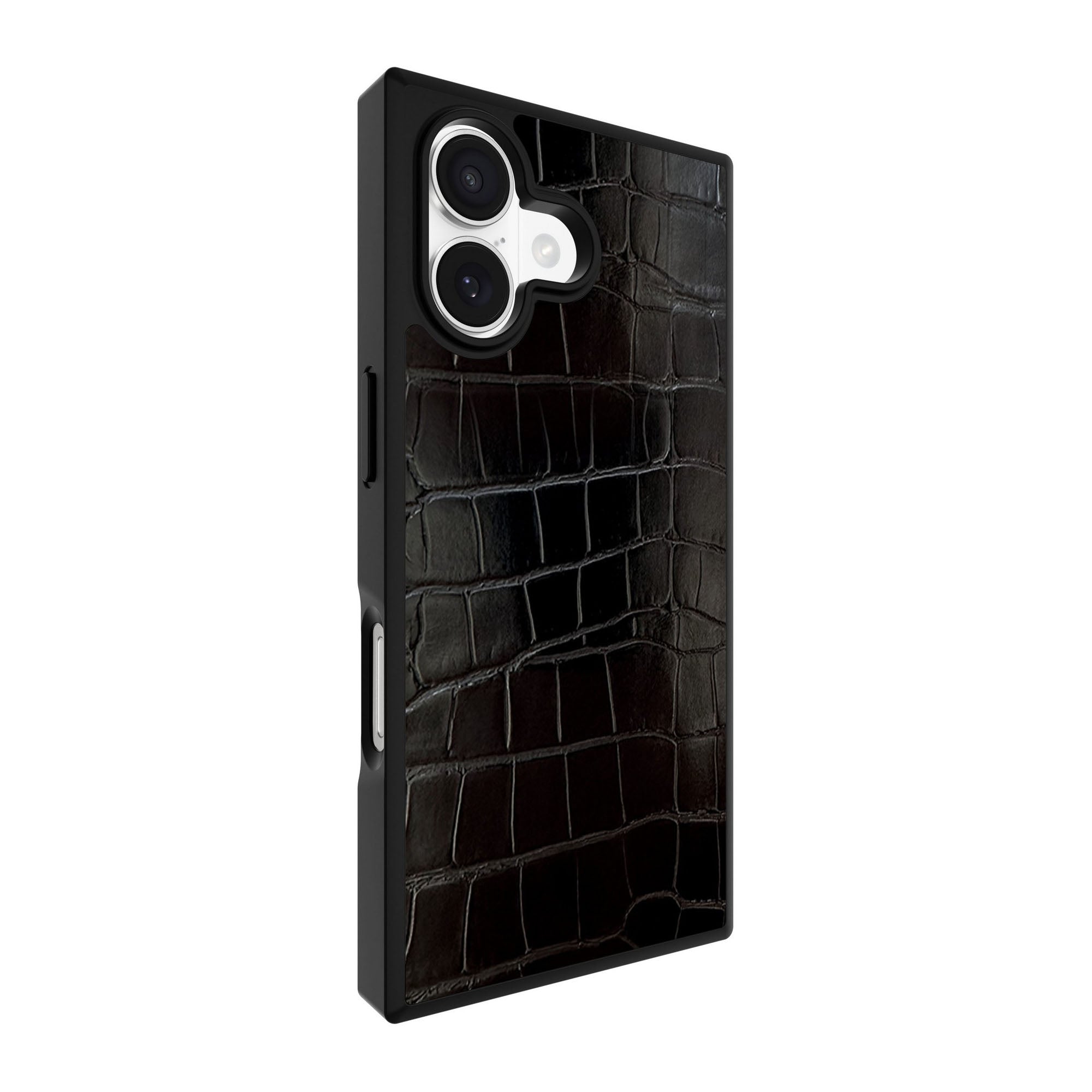 iPhone 17 FLAUNT Square Faux Leather MagSafe Case - Black Crocodile - 15-14570