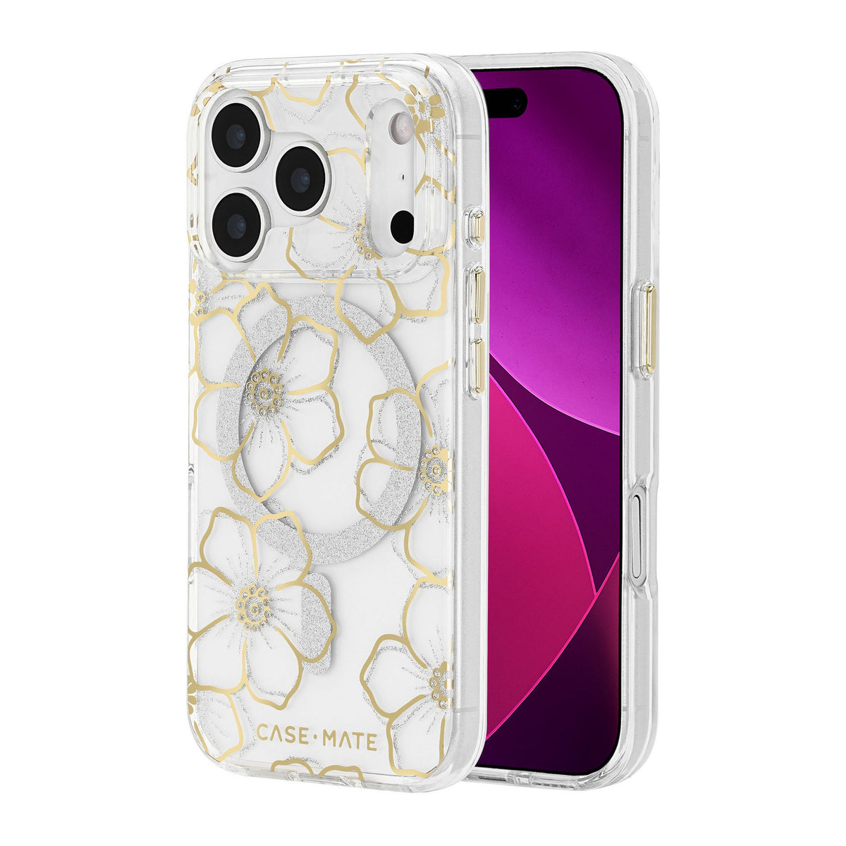 iPhone 18 Pro/17 Pro Case-Mate Floral Gems MagSafe Case - Gold - 15-14585