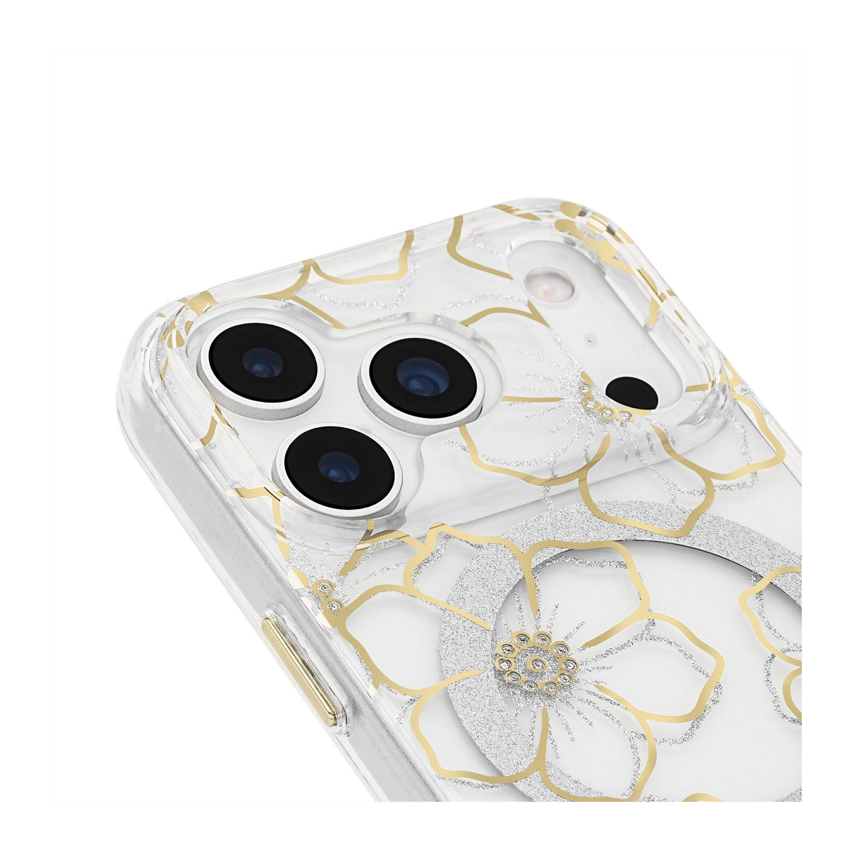 iPhone 18 Pro/17 Pro Case-Mate Floral Gems MagSafe Case - Gold - 15-14585
