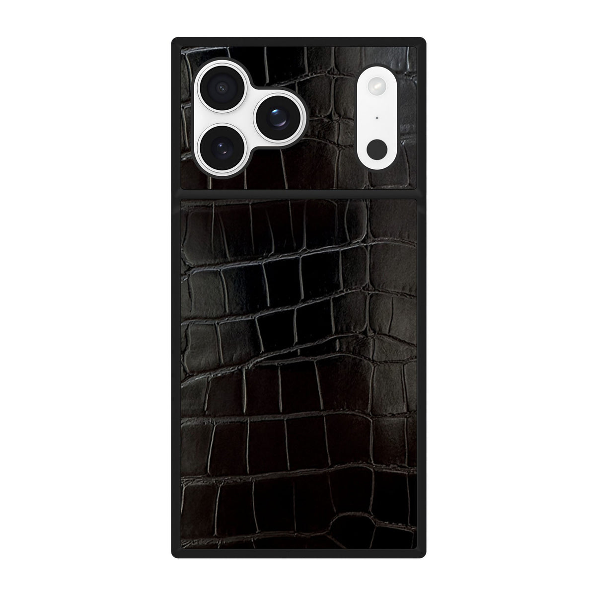 iPhone 18 Pro Max/17 Pro Max FLAUNT Square Faux Leather MagSafe Case - Black Crocodile - 15-14628