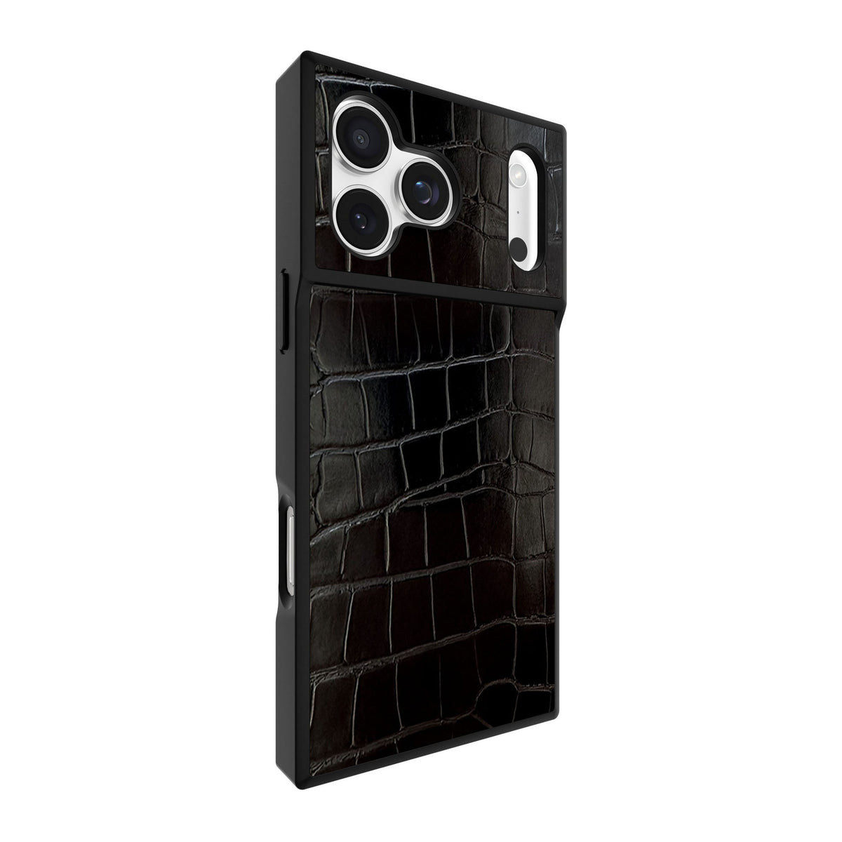 iPhone 18 Pro Max/17 Pro Max FLAUNT Square Faux Leather MagSafe Case - Black Crocodile - 15-14628