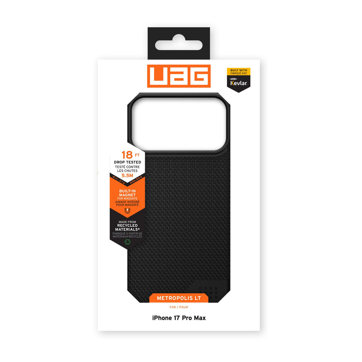 iPhone 18 Pro Max/17 Pro Max UAG Metropolis LT Magsafe Case - Kevlar Black - 15-14652