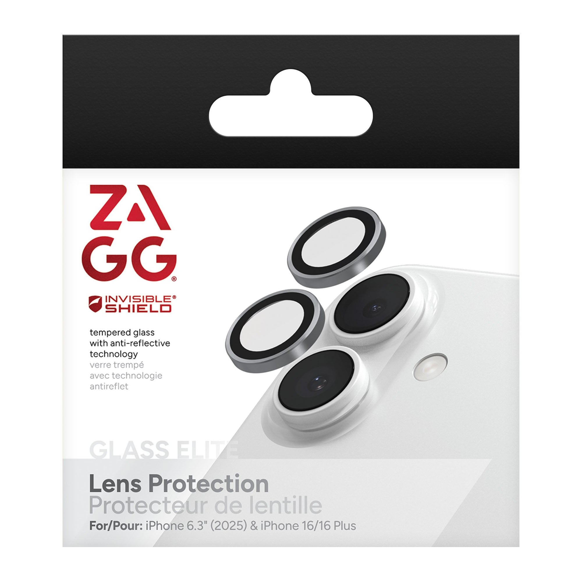 iPhone 17 ZAGG InvisibleShield Glass Elite Camera Rings Lens Protector - Silver - 15-14663