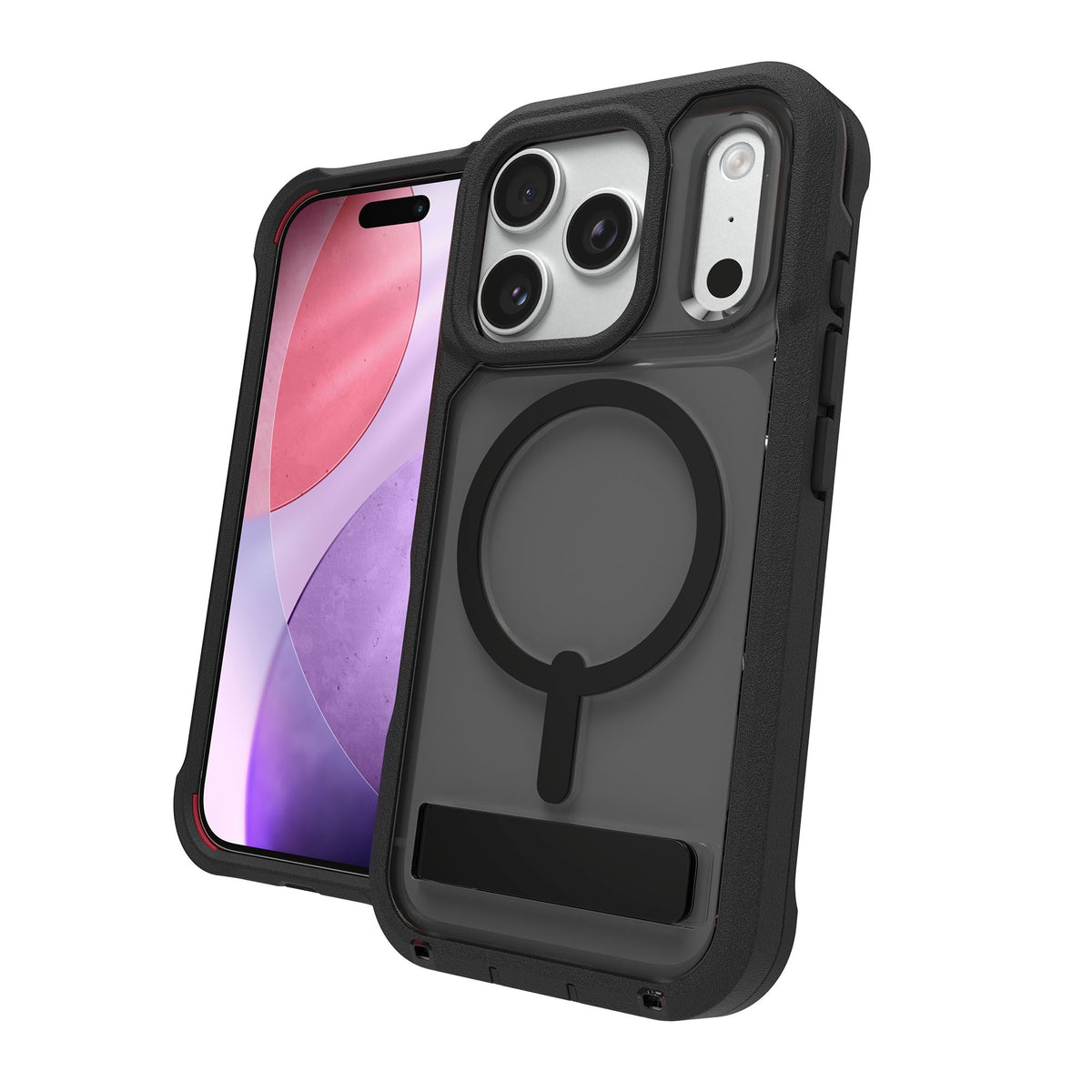 iPhone 18 Pro/17 Pro ZAGG Graphene Rainier Snap Kickstand Case - Smoke Black - 15-14708