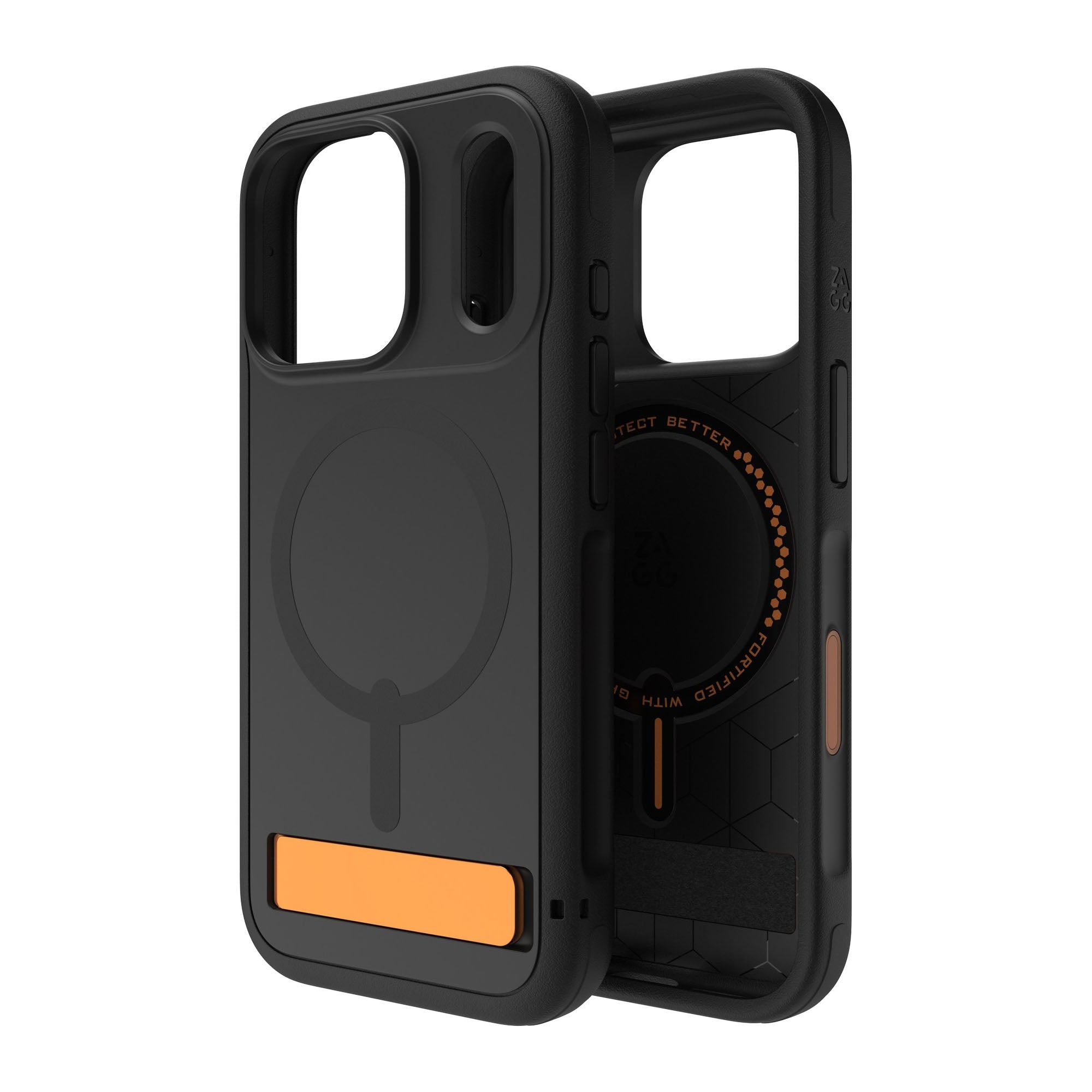 iPhone 17 Pro ZAGG Graphene Sedona Snap Kickstand Case - Flood Black/Orange - 15-14714