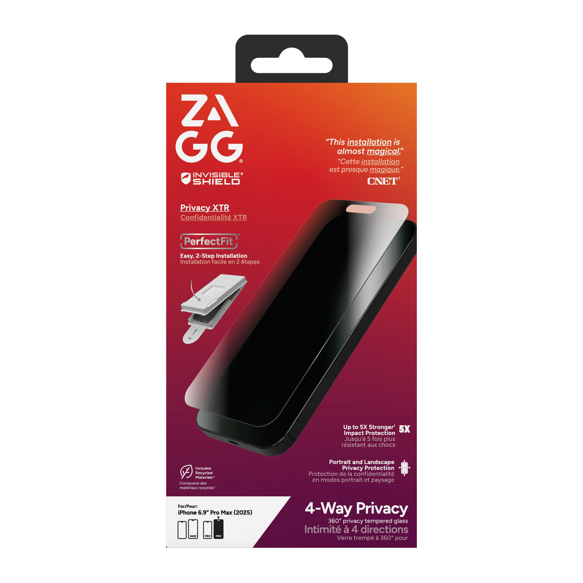 iPhone 18 Pro Max/17 Pro Max ZAGG InvisibleShield Glass Privacy XTR Screen Protector - 15-14722