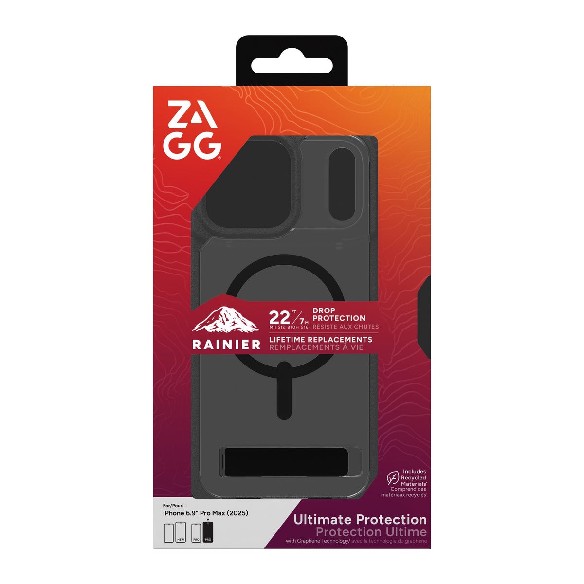 iPhone 18 Pro Max/17 Pro Max ZAGG Graphene Rainier Snap Kickstand Case - Clear/Black - 15-14729
