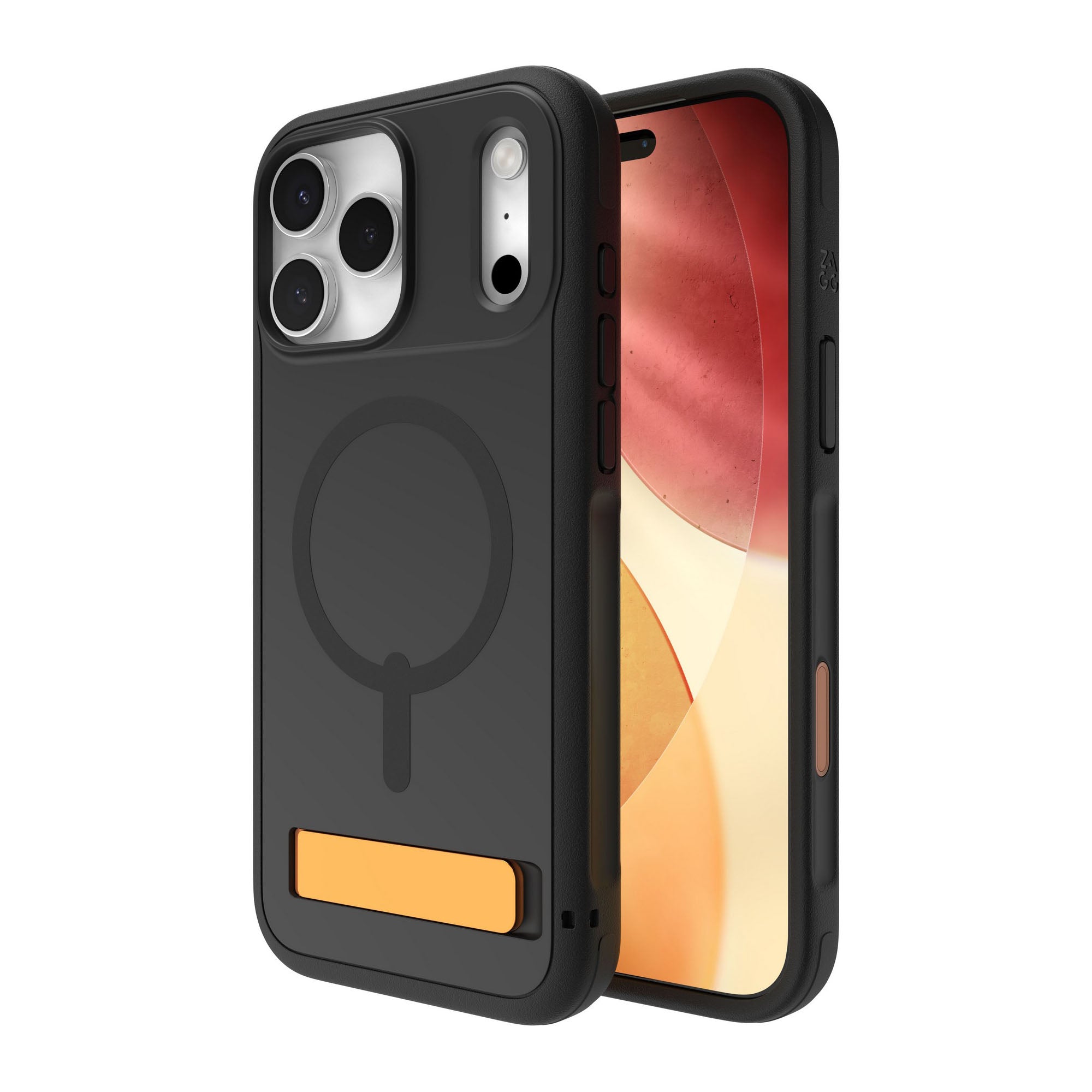 iPhone 18 Pro Max/17 Pro Max ZAGG Graphene Sedona Snap Kickstand Case - Flood Black/Orange - 15-14731