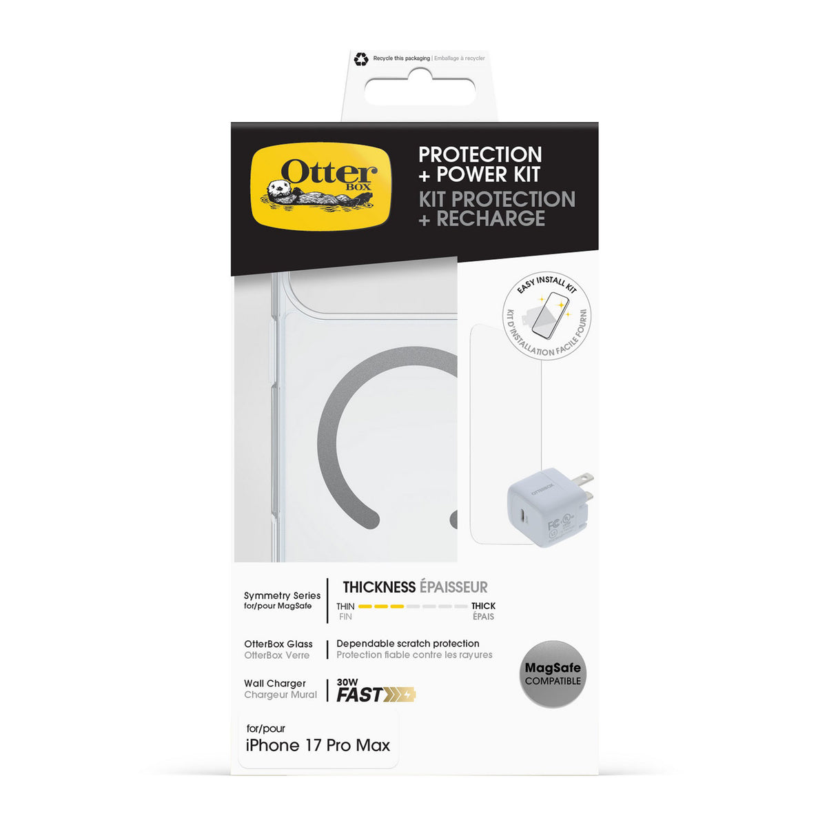 iPhone 18 Pro Max/17 Pro Max Otterbox Symmetry w/Magsafe - Protection + Power Kit Bundle - Clear - 15-14868