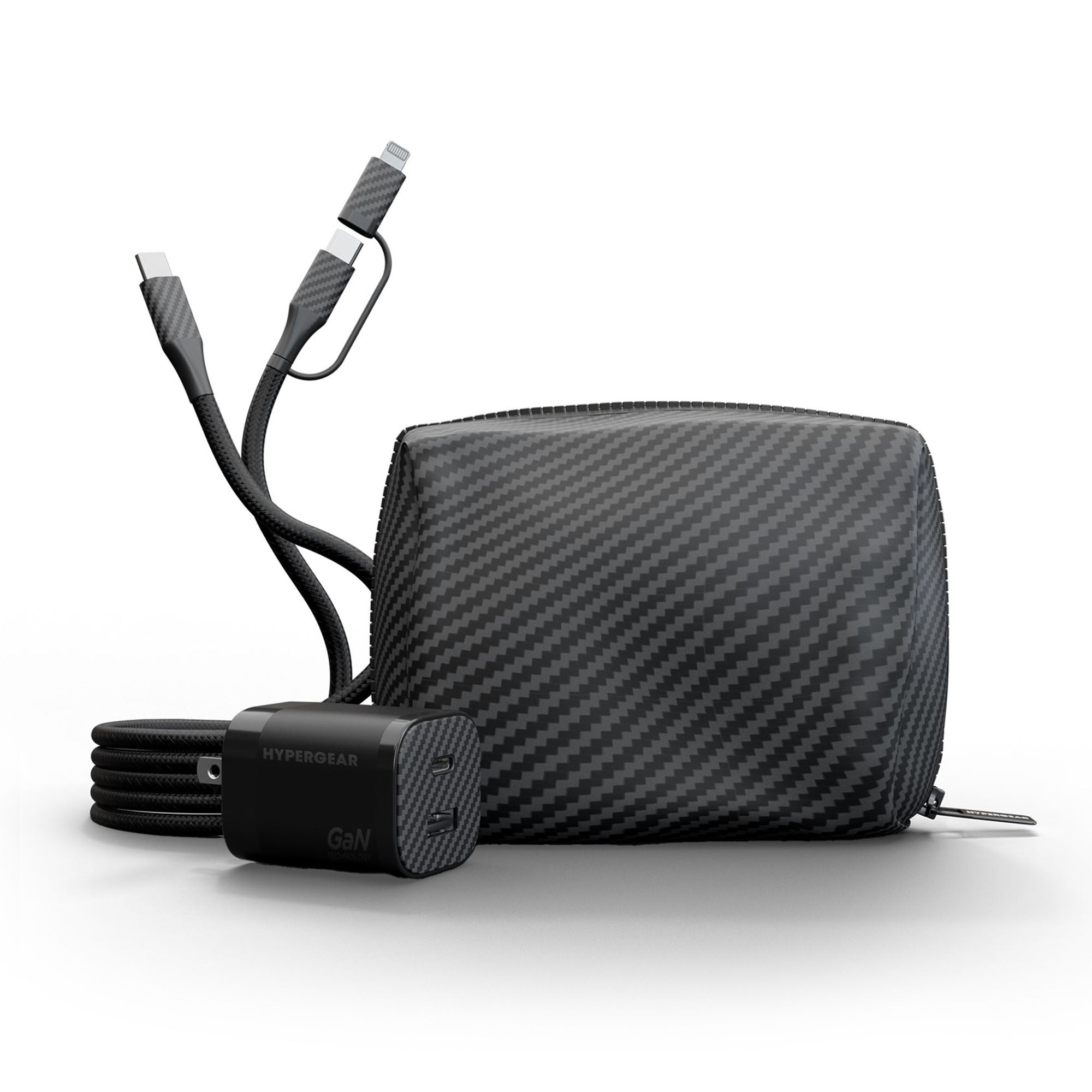 HyperGear 30W USB-C PD Charging Kit with Travel Pouch - Carbon Fibre - 15-14938