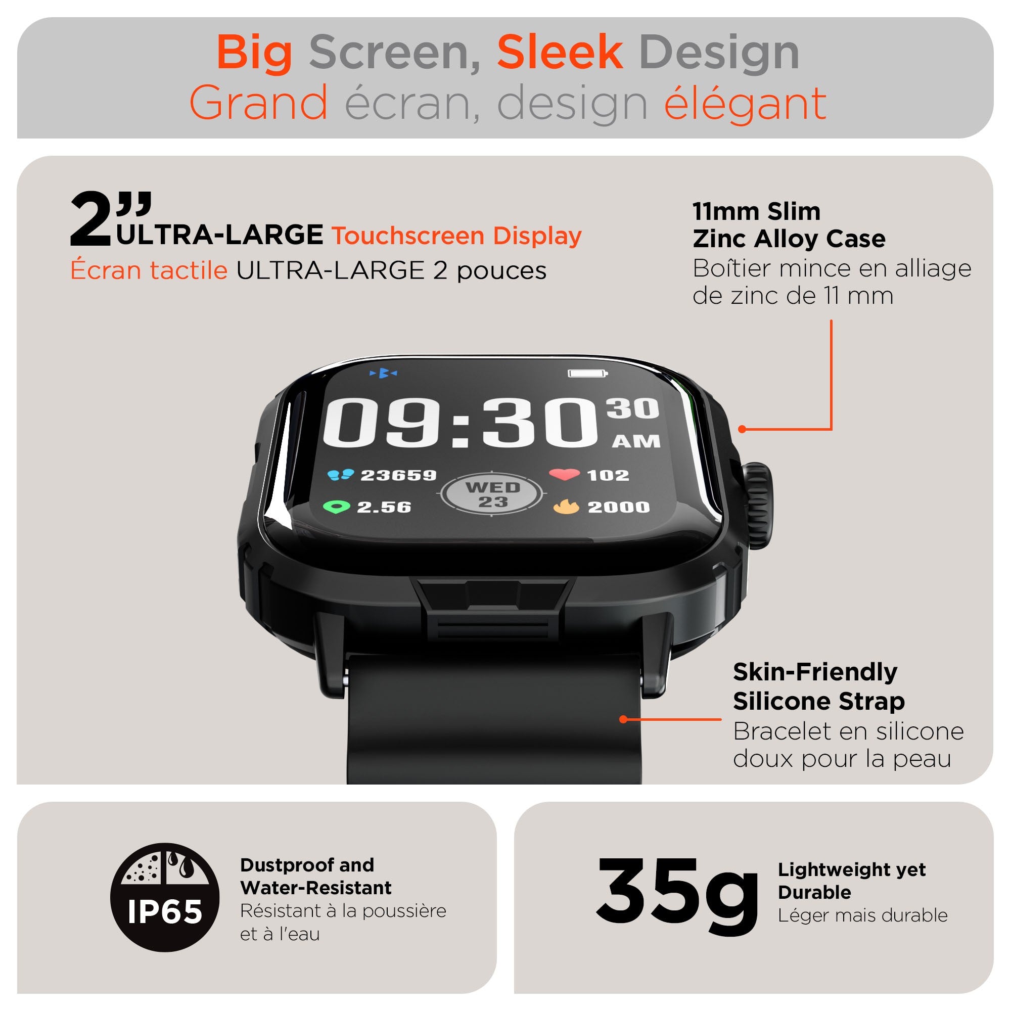 HyperGear Fit X2 Smartwatch + Fitness Tracker - 15-15025